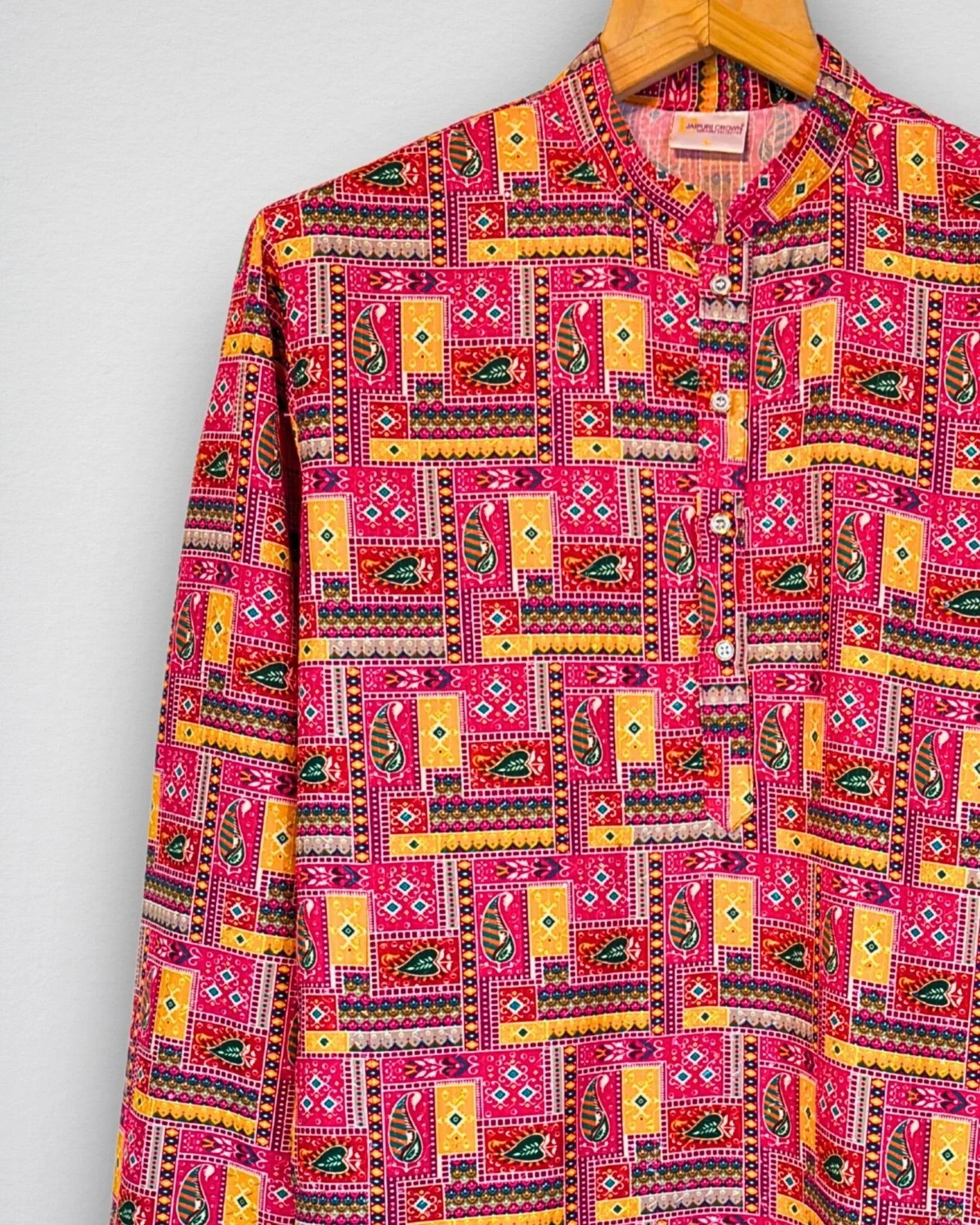 Rang Mahal – Patchwork Paisley Long Kurta - Jaipuri Crown