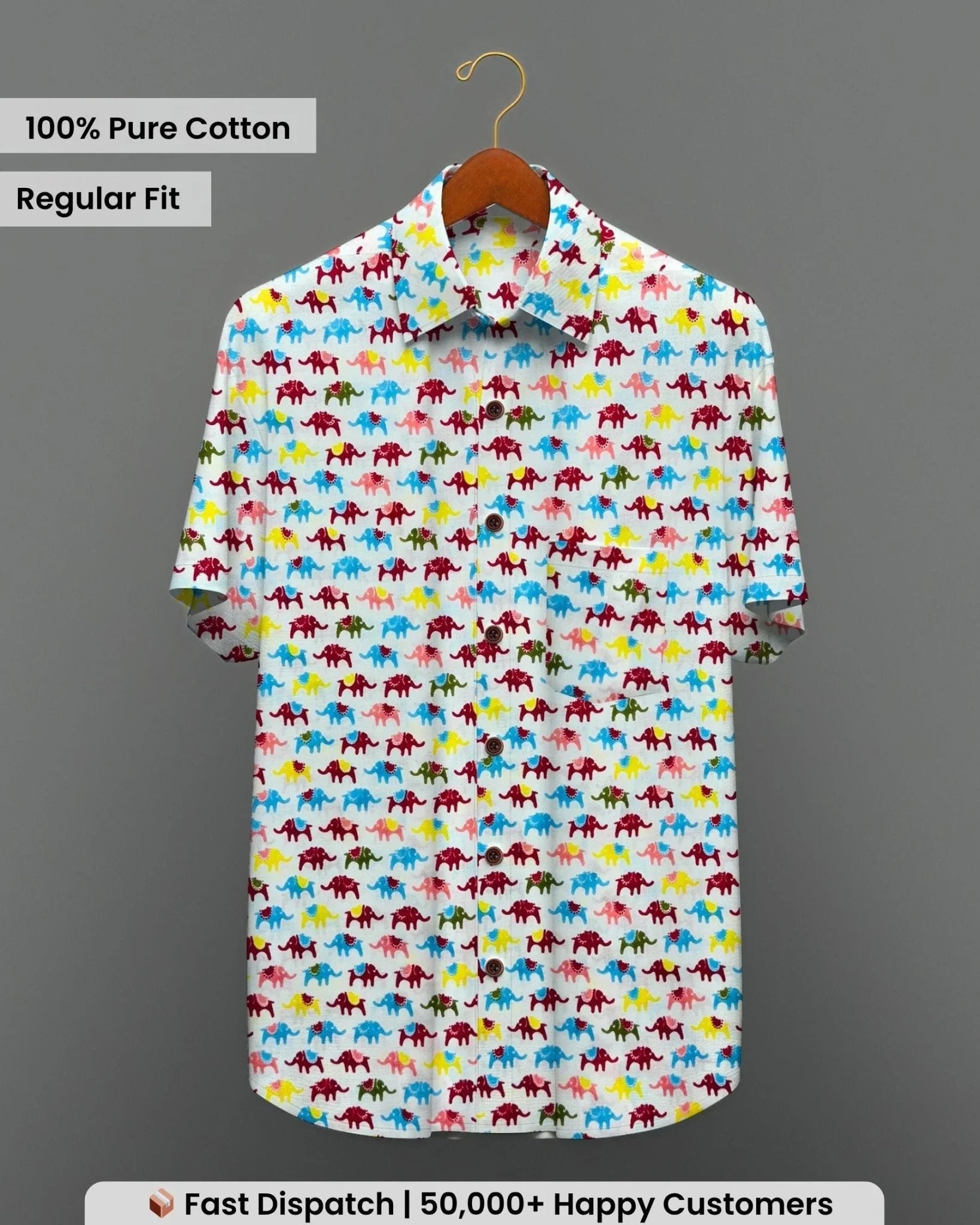 Rangila Haathi – Half Sleeve Cotton Shirt - Jaipuri Crown