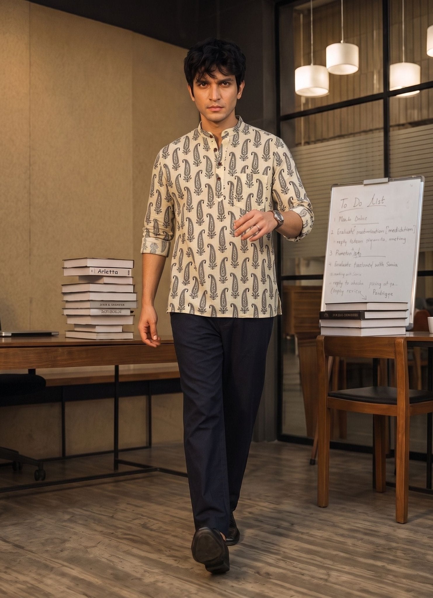 Sanganeri Elegance โ Printed Cotton Short Kurta - Jaipuri Crown