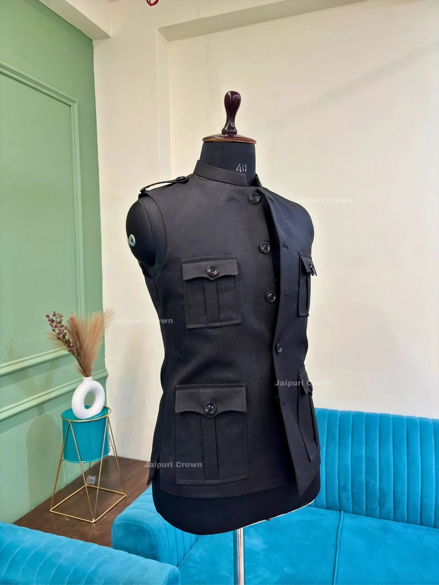 Semi - Hunting Jacket - Black - Jaipuri Crown