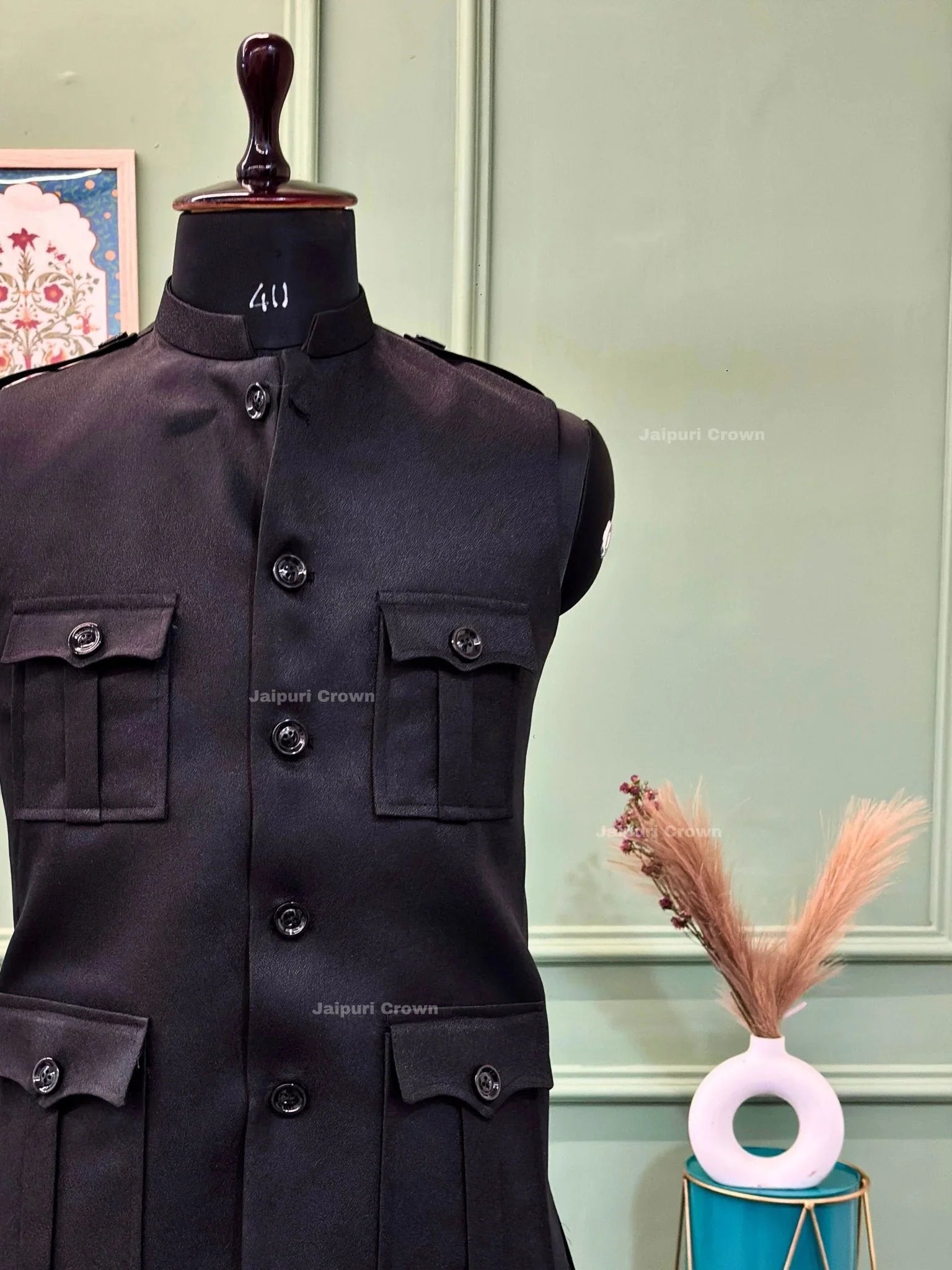 Semi - Hunting Jacket - Black - Jaipuri Crown