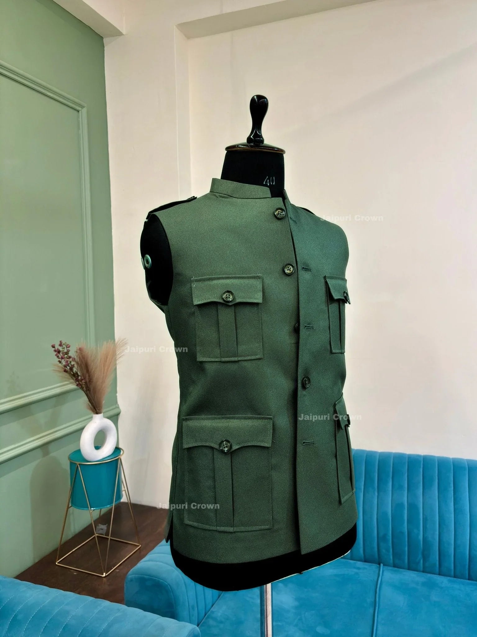 Semi - Hunting Jackets - Rust Green - Jaipuri Crown