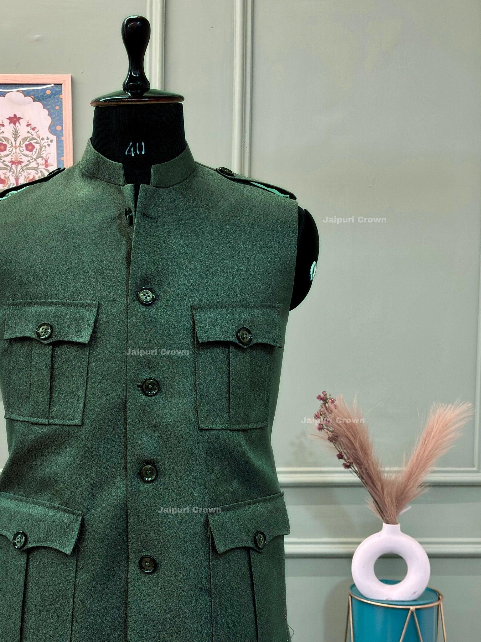 Semi - Hunting Jackets - Rust Green - Jaipuri Crown