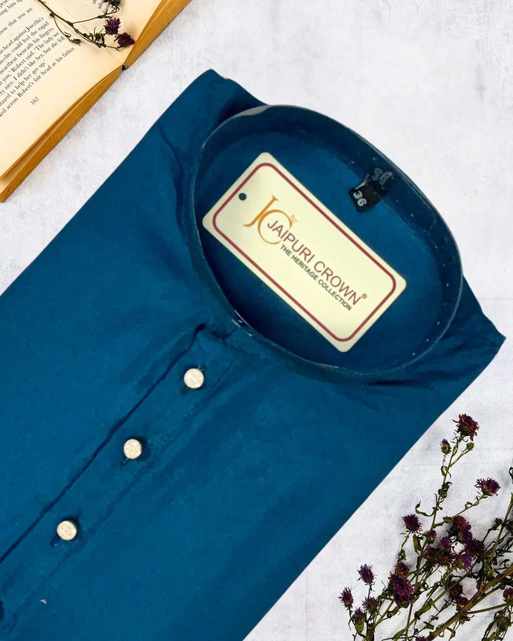 Sophisticated Deep Blue Plain Kurta - Jaipuri Crown
