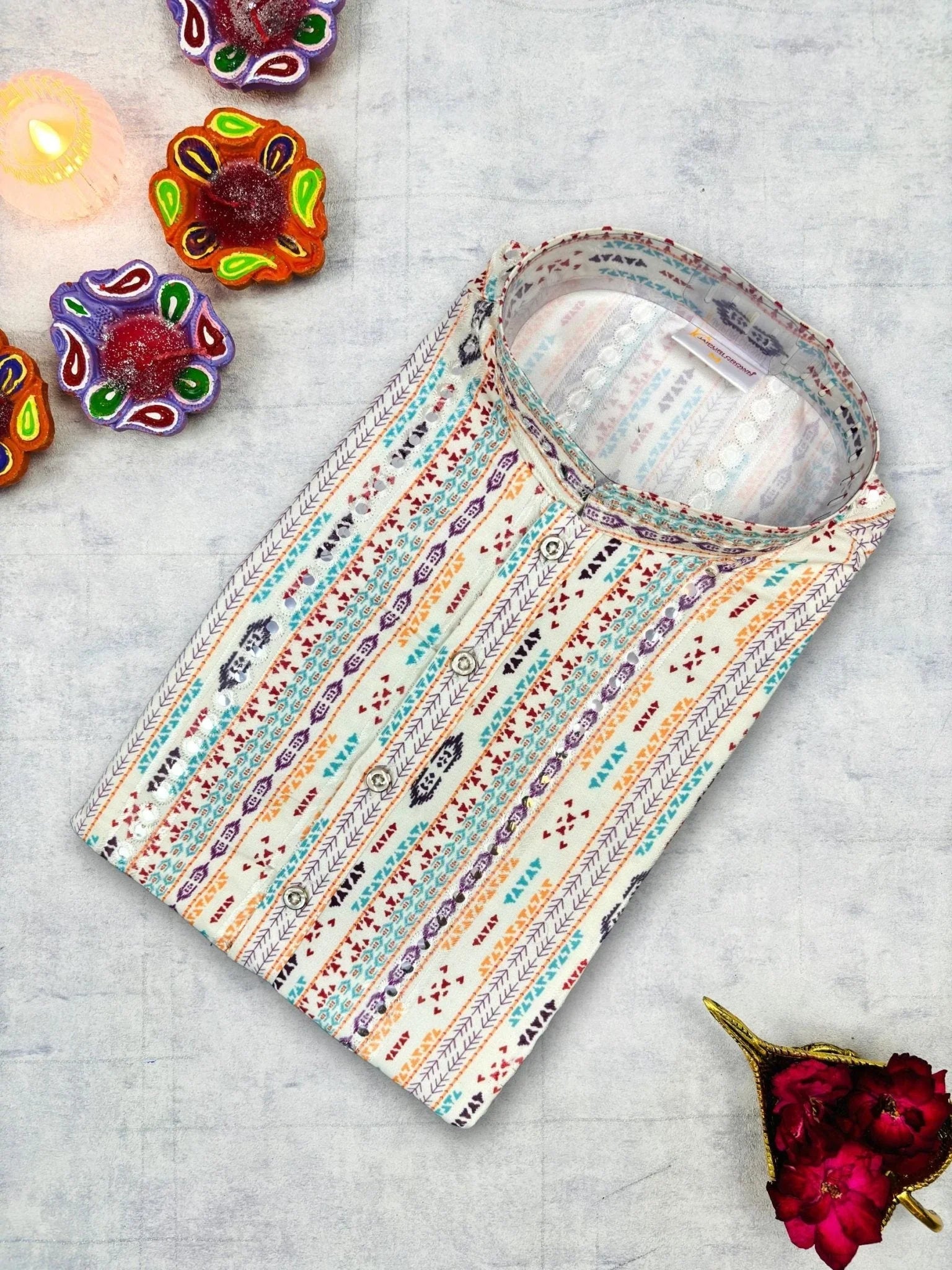 Striking Mirror Work Kurta - Jaipuri Crown