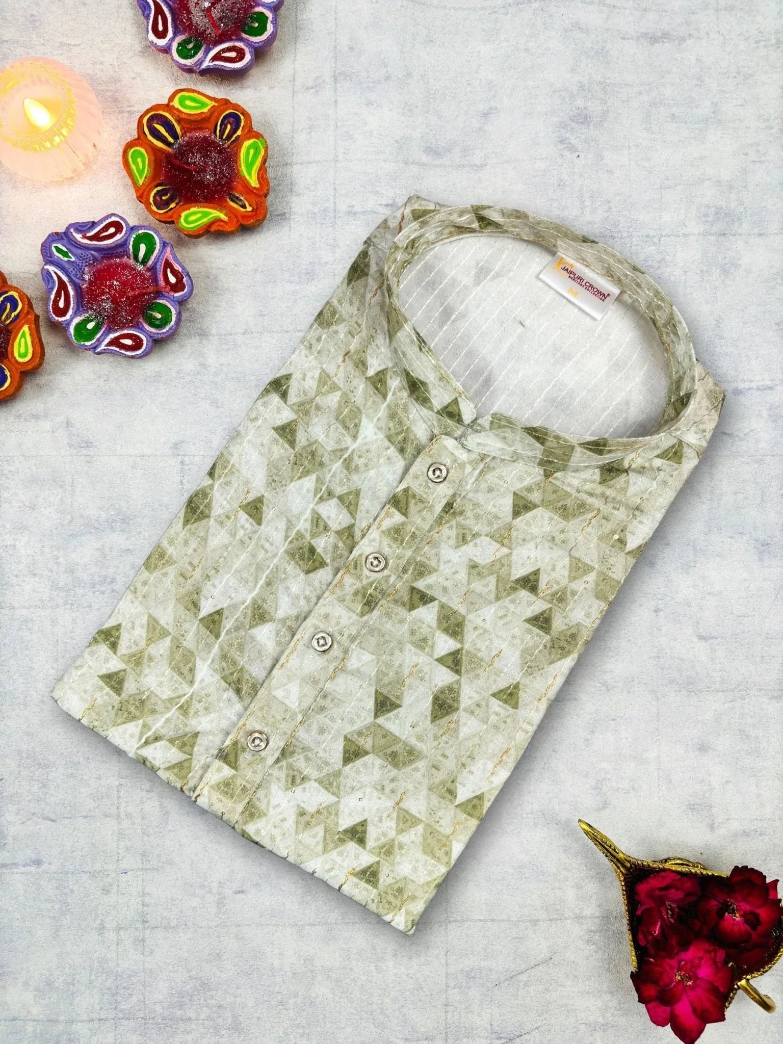 Stunning Golden Work Kurta - Jaipuri Crown