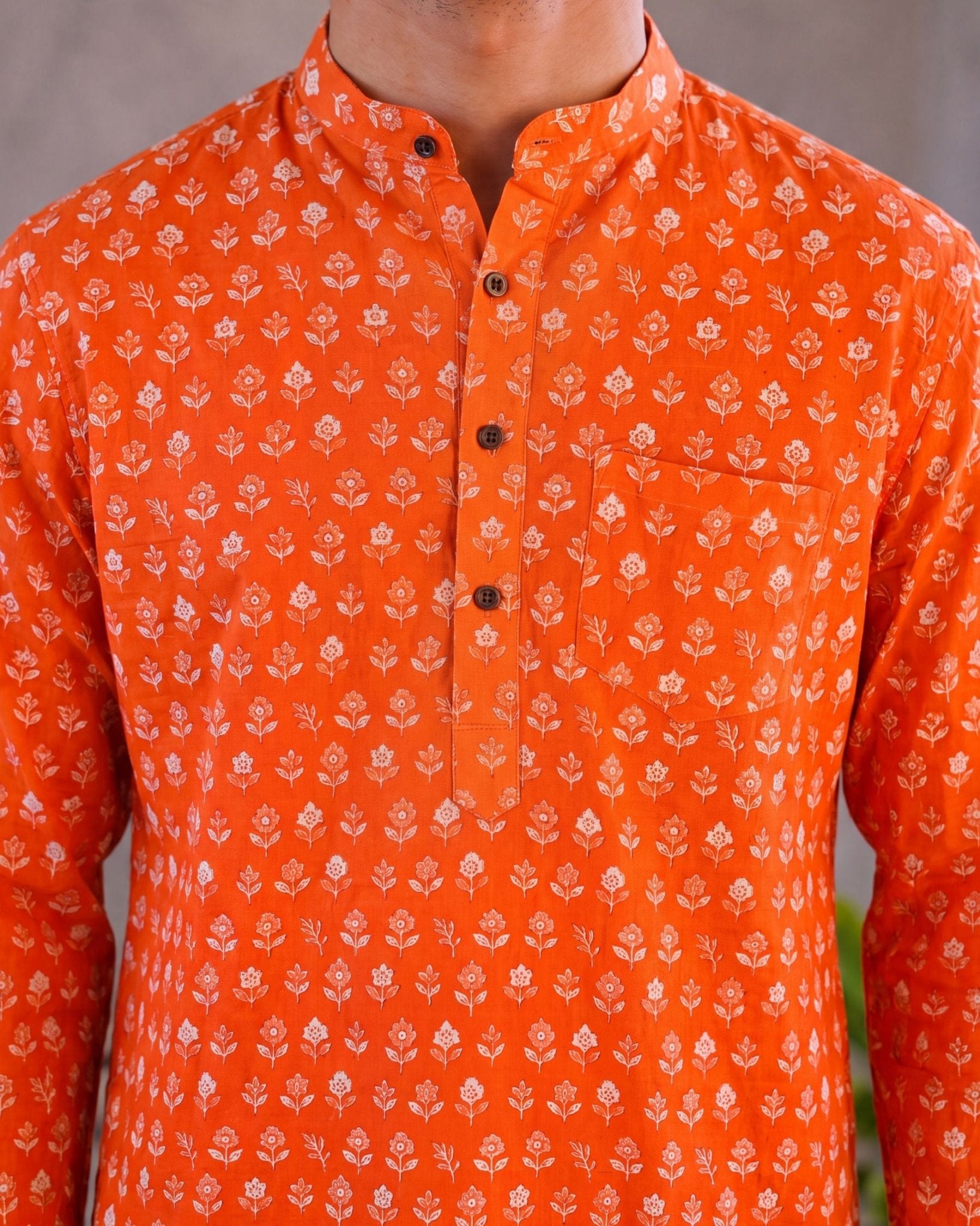 Sunburst Elegance โ Printed Cotton Short Kurta - Jaipuri Crown