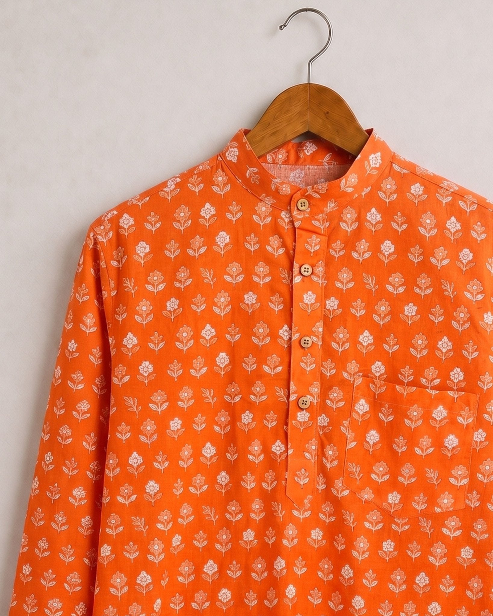 Sunburst Elegance โ Printed Cotton Short Kurta - Jaipuri Crown