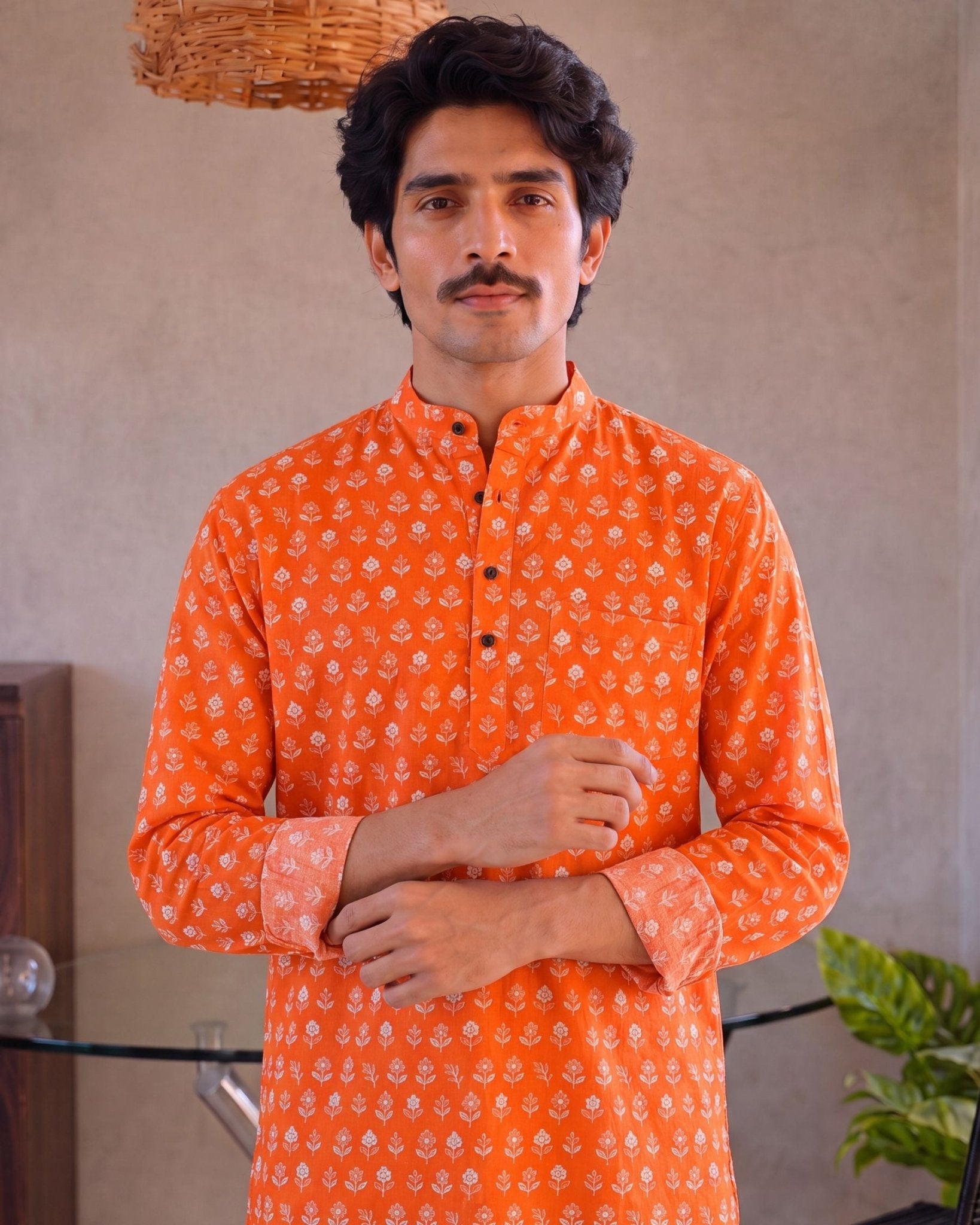 Sunburst Elegance โ Printed Cotton Short Kurta - Jaipuri Crown