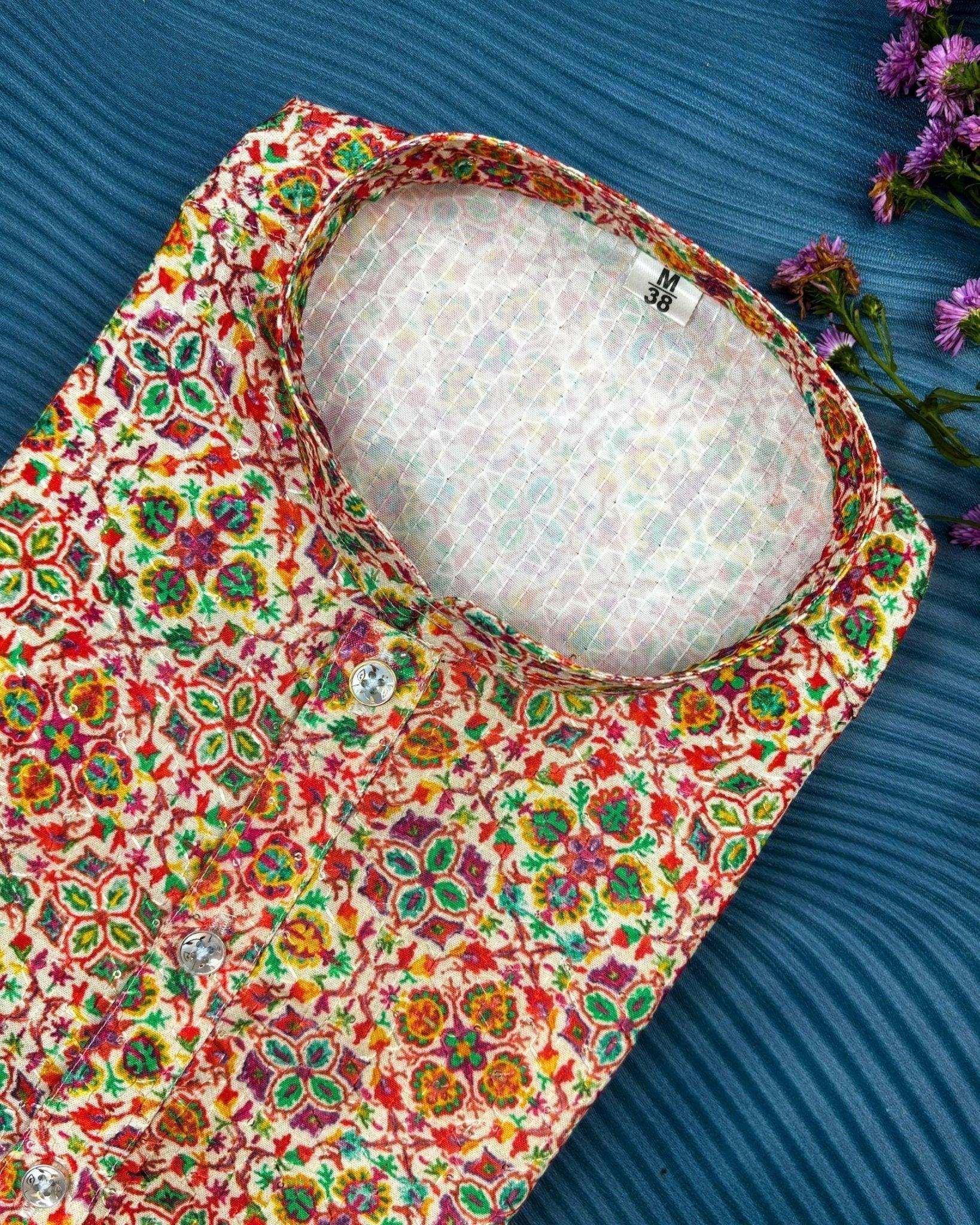 Tailored Charm Printed Kurta - Jaipuri Crown