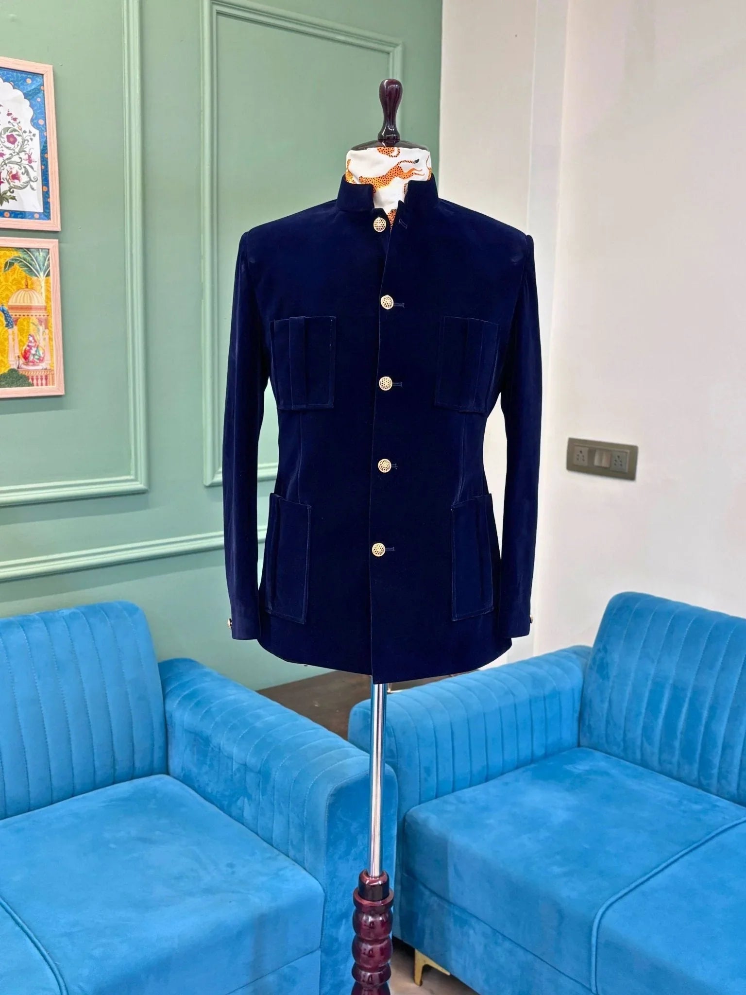 The Hunting Jodhpuri - Blue - Jaipuri Crown