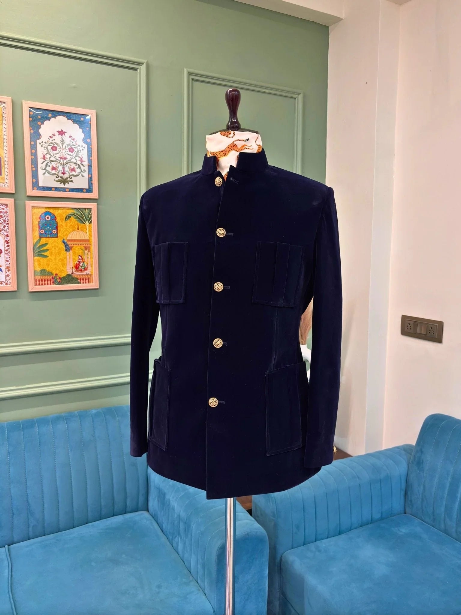 The Hunting Jodhpuri - Blue - Jaipuri Crown