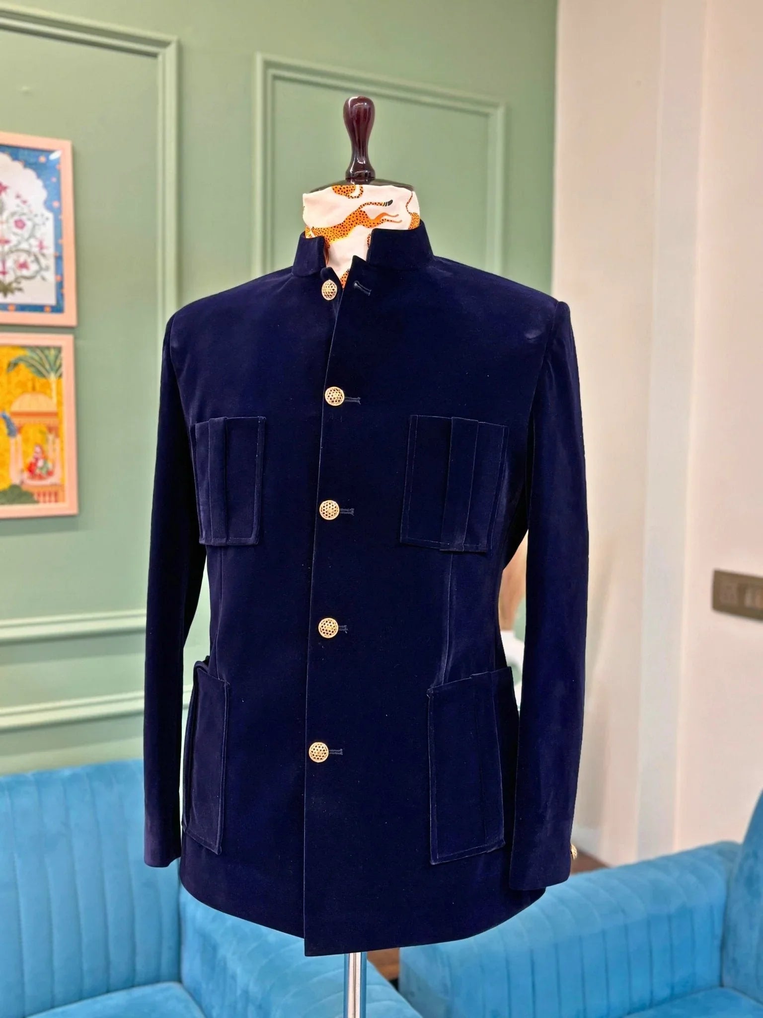 The Hunting Jodhpuri - Blue - Jaipuri Crown