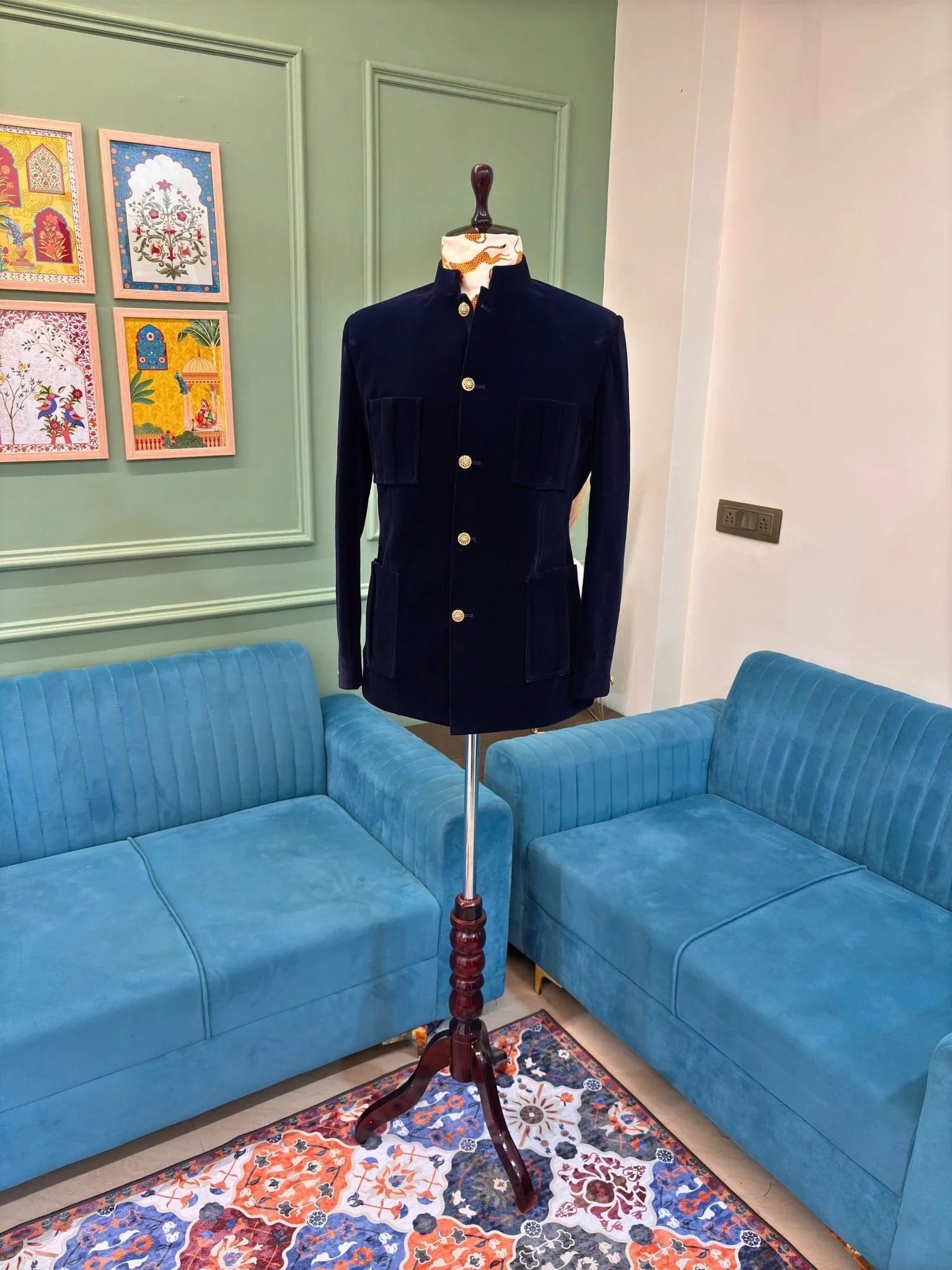 The Hunting Jodhpuri - Blue - Jaipuri Crown