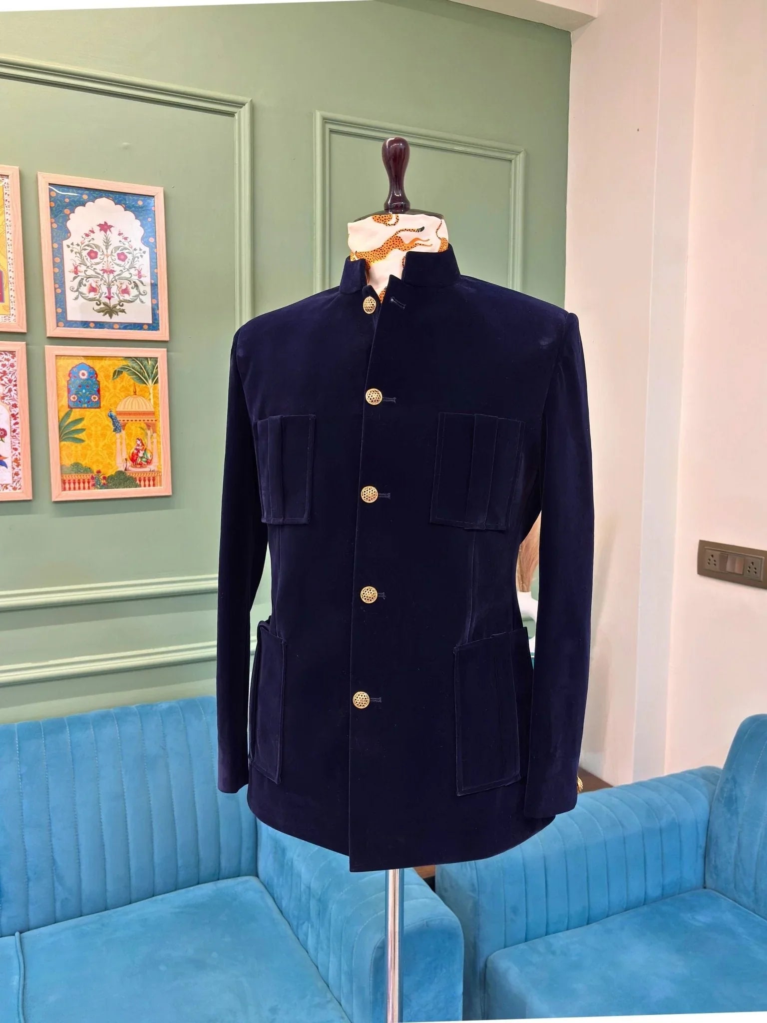 The Hunting Jodhpuri - Blue - Jaipuri Crown