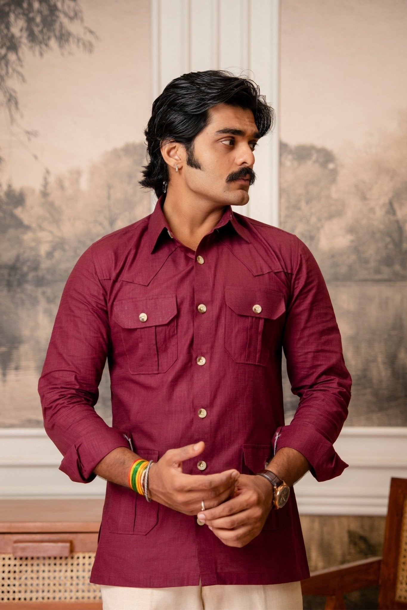 The Ultimate Hunting Shirt — Maharaja Wine - Jaipuri Crown