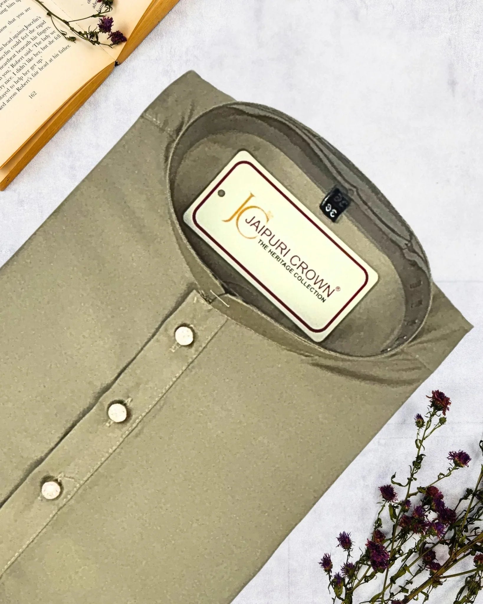 Timeless Beige Plain Kurta - Jaipuri Crown