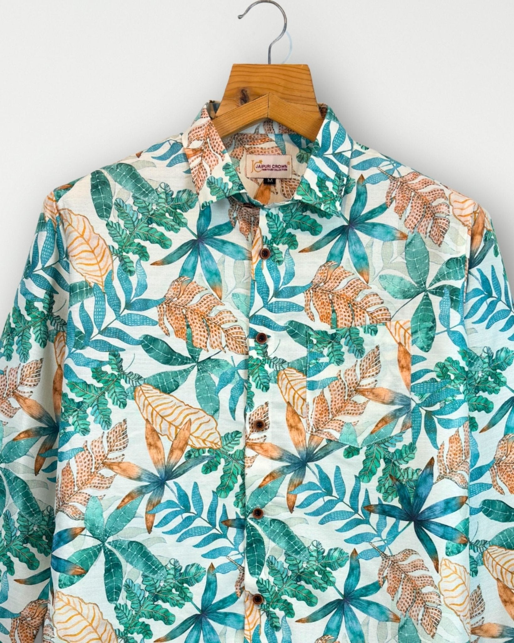 Tropical Leaf Bloom – Full Sleeve Printed Shirt - Jaipuri Crown