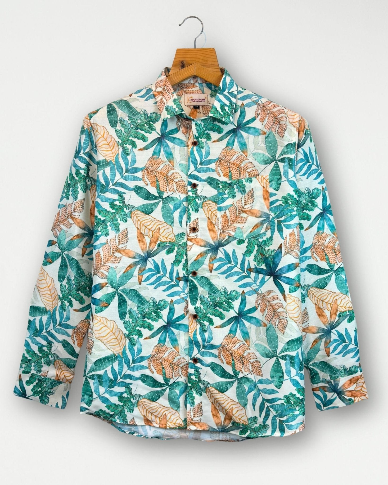 Tropical Leaf Bloom – Full Sleeve Printed Shirt - Jaipuri Crown