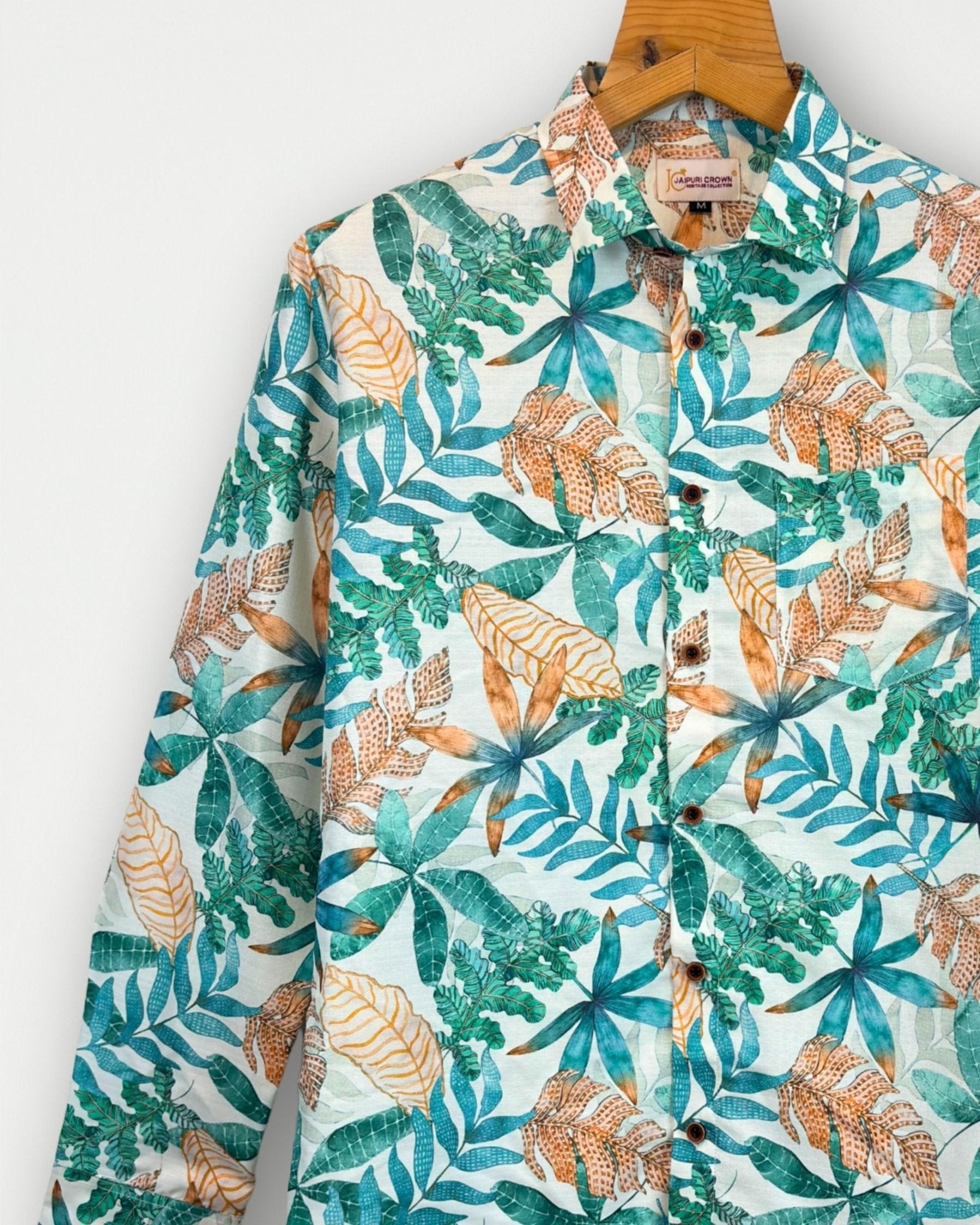 Tropical Leaf Bloom – Full Sleeve Printed Shirt - Jaipuri Crown