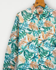 Tropical Leaf Bloom – Full Sleeve Printed Shirt - Jaipuri Crown