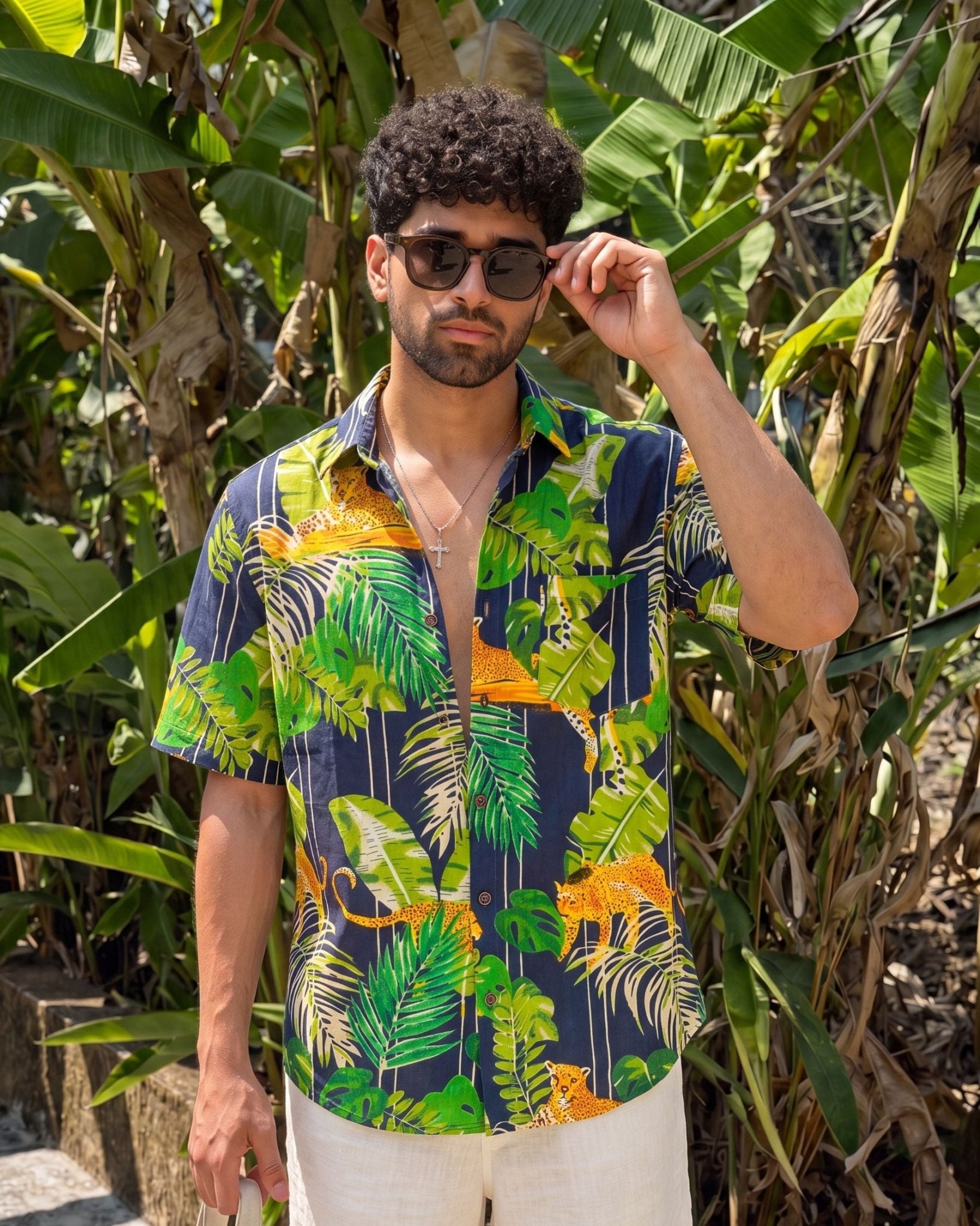 Tropical Vibes β Printed Cotton Half Sleeve Shirt - Jaipuri Crown
