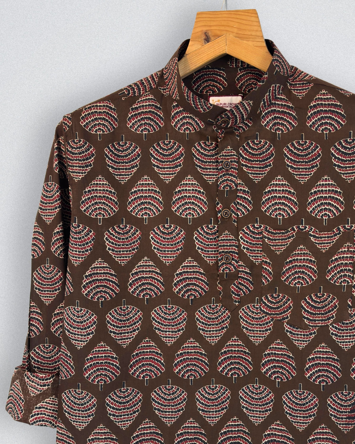 Leafy Charm – Printed Cotton Short Kurta