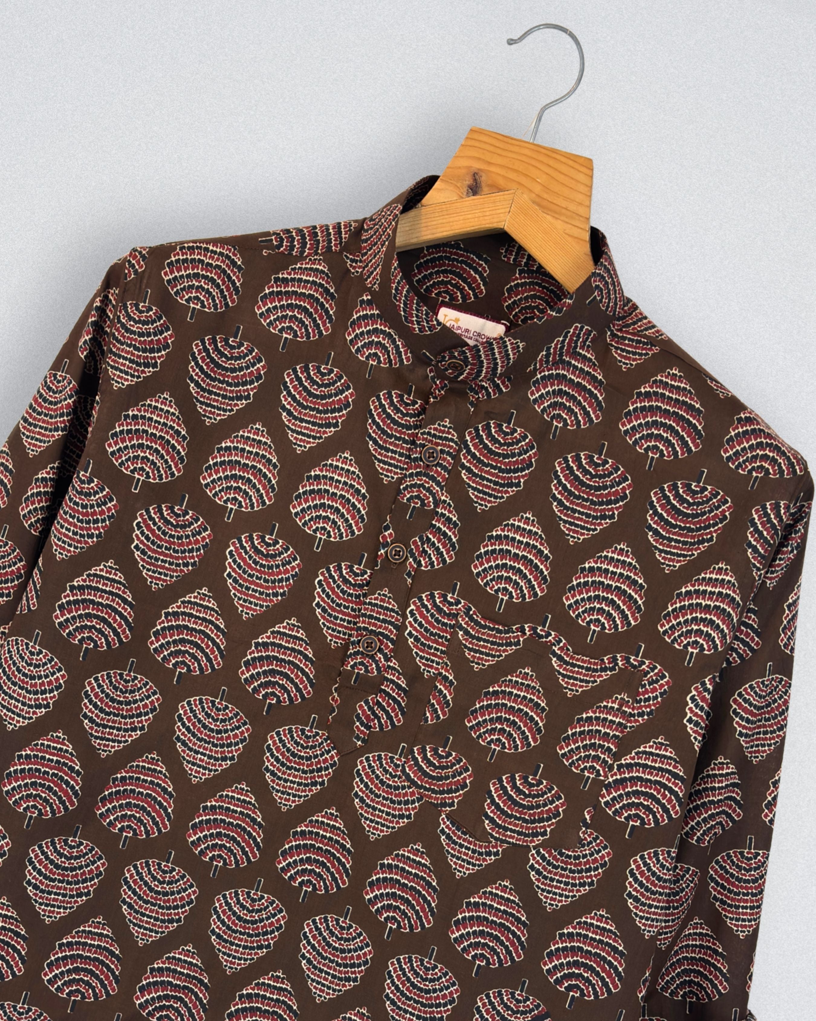 Leafy Charm – Printed Cotton Short Kurta
