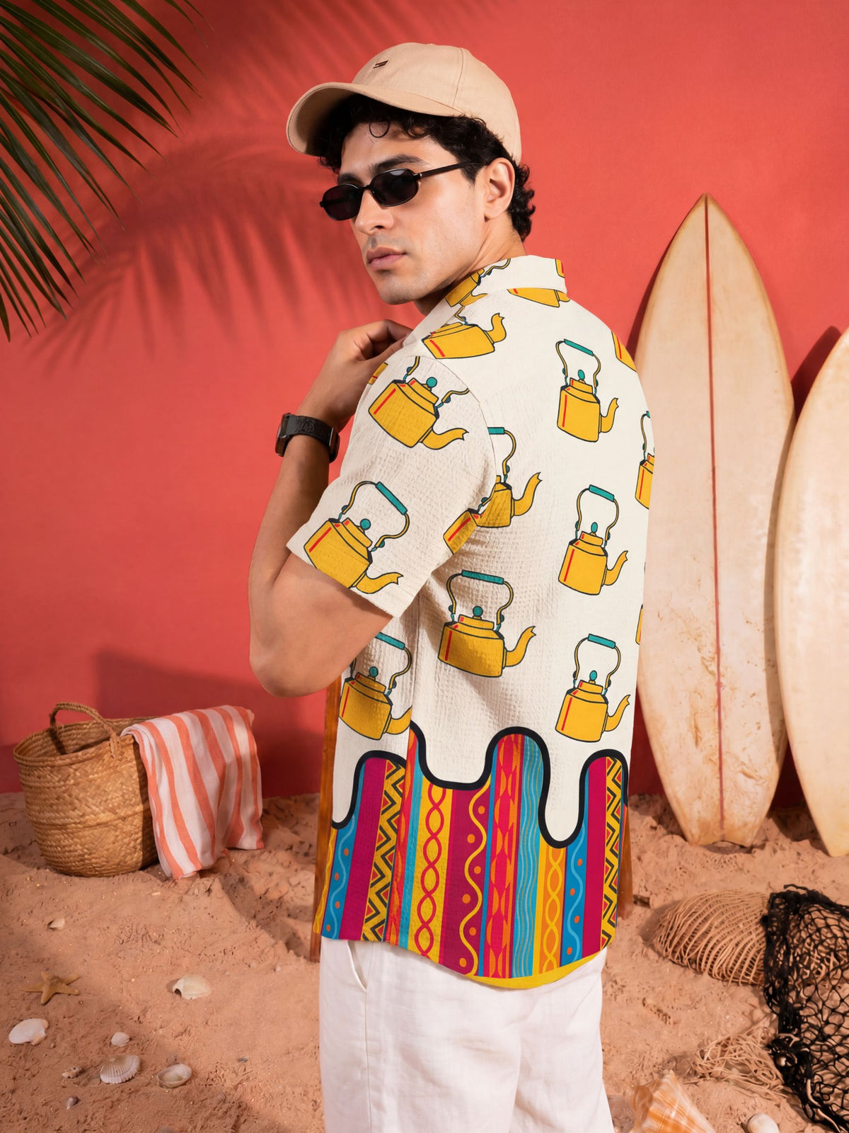 Sanganeri Vibes – Cuban Collar Printed Cotton Shirt