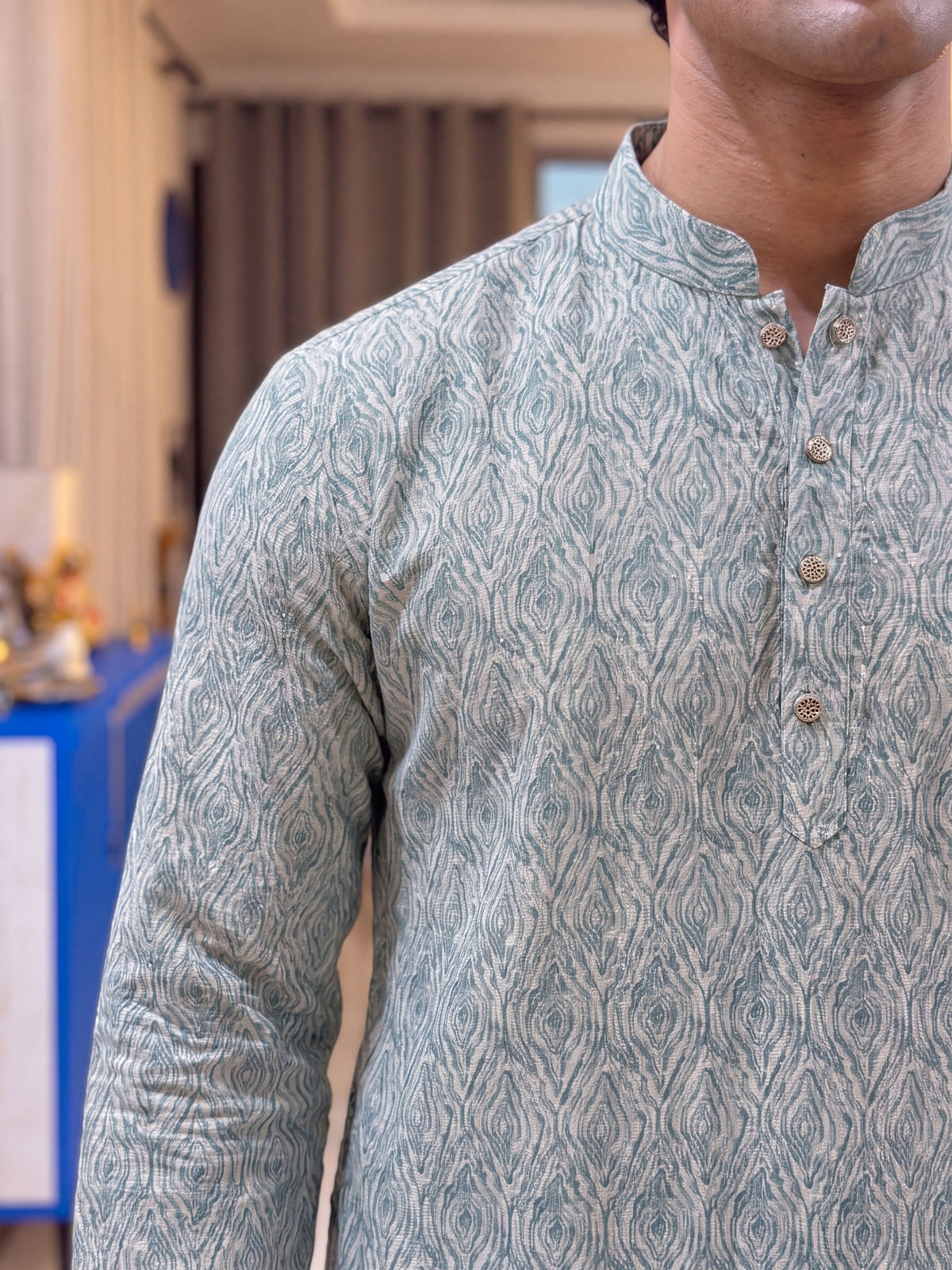Turquoise Abstract – Printed Long Kurta