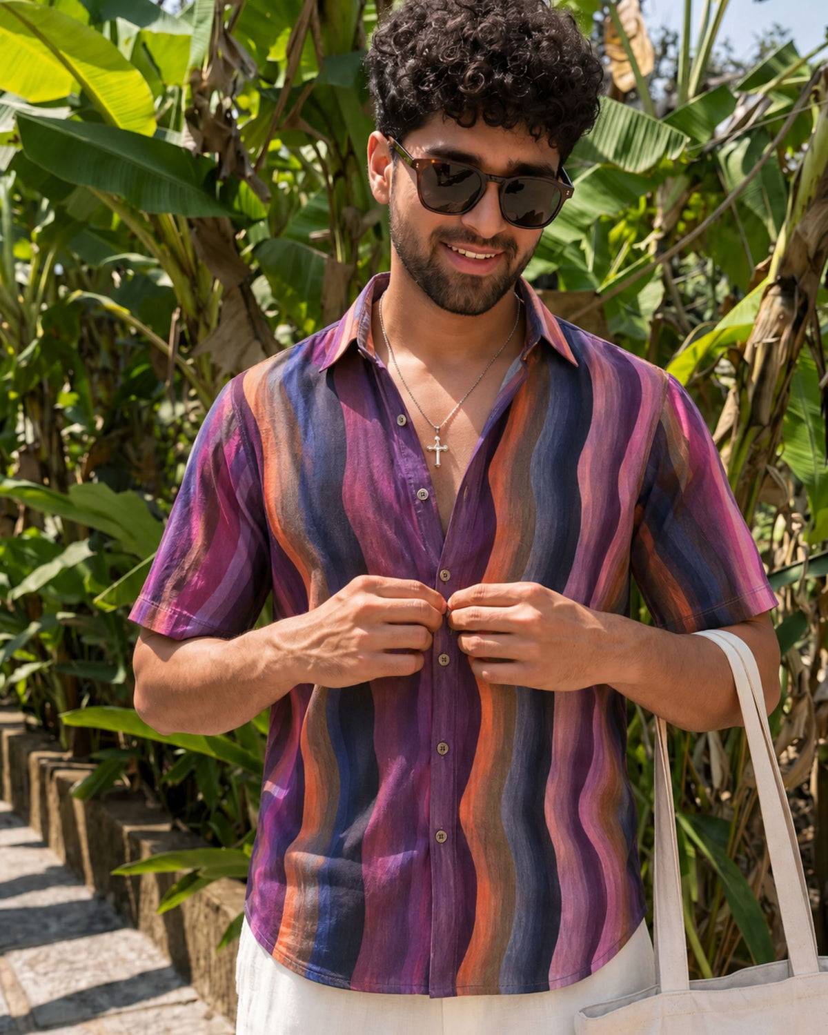 Sol Waves — Sunset Digital Printed Cotton Cambric Shirt | Jaipuri Crown