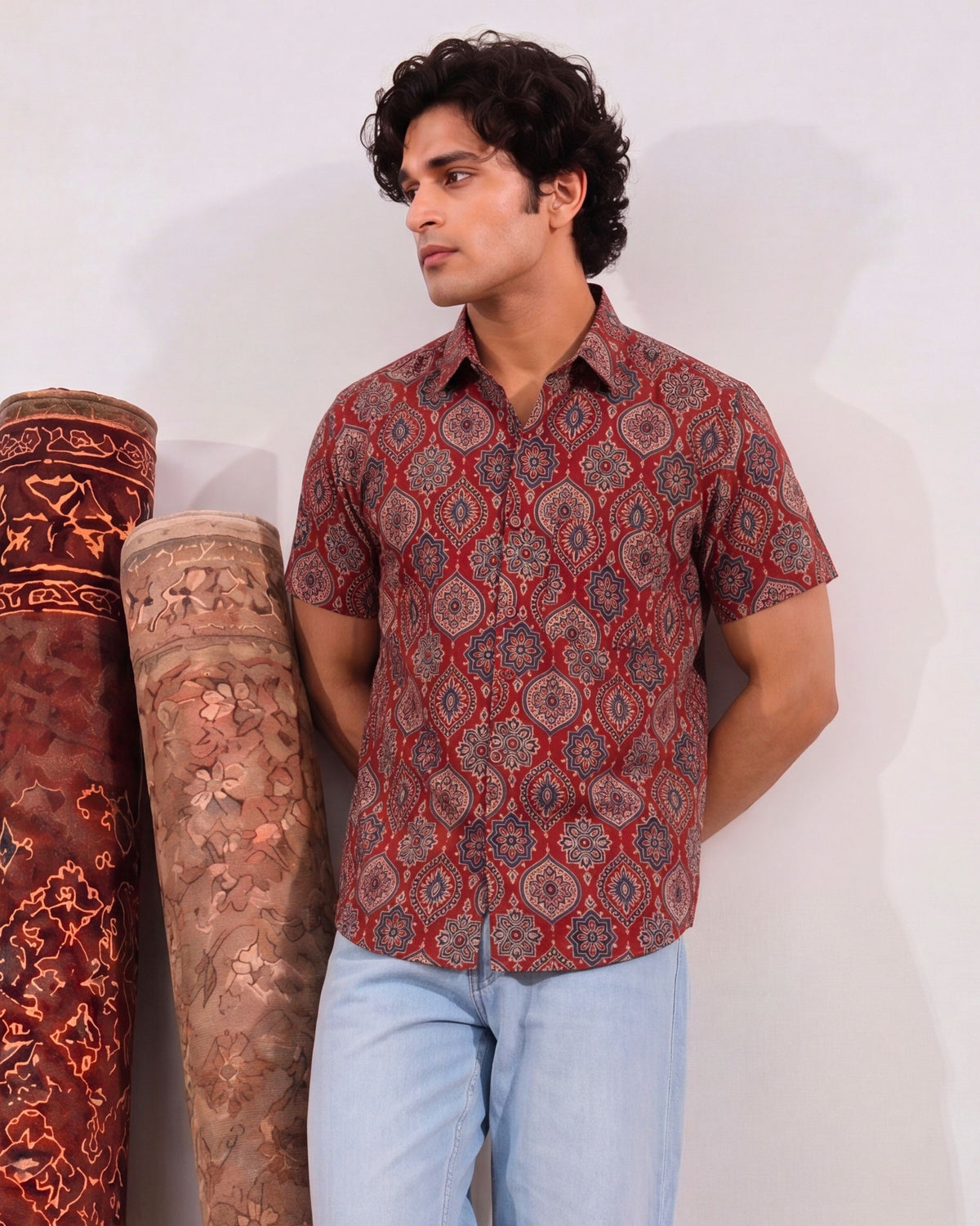 Desert Blooms – Printed Cotton Half Sleeve Shirt