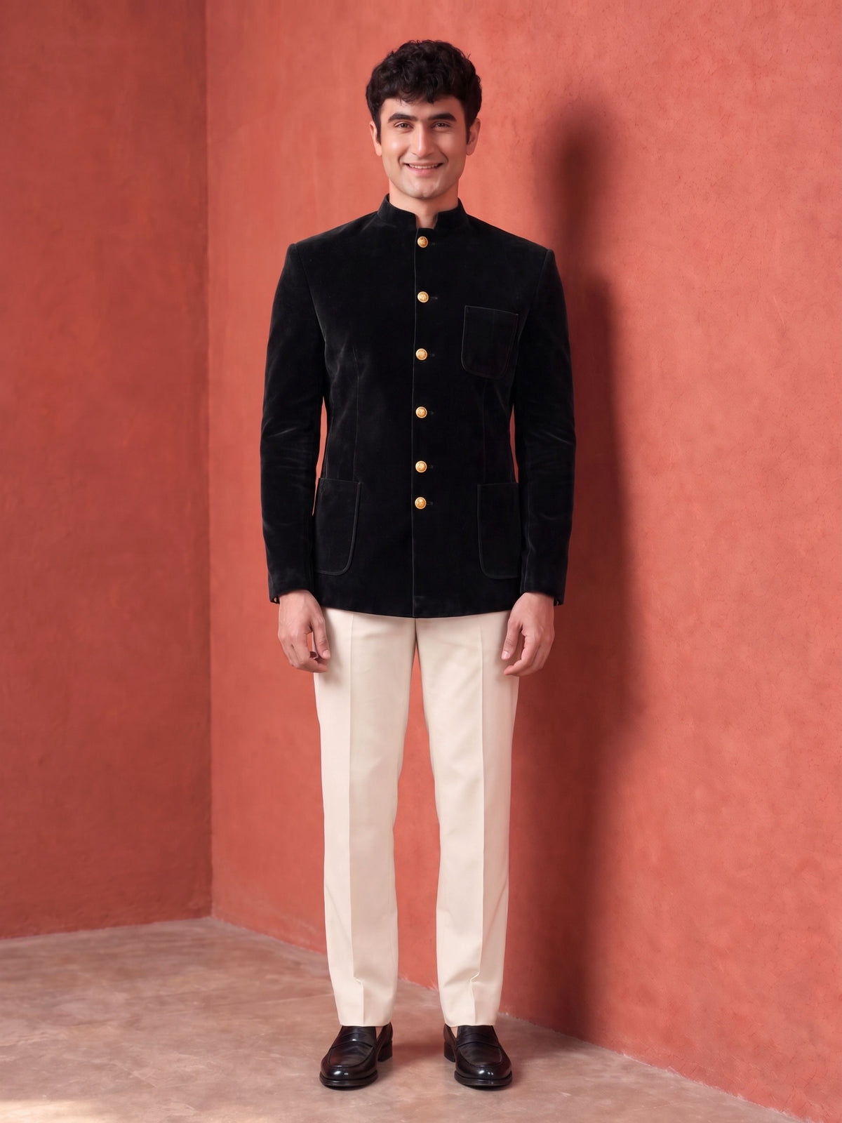 The Ultimate Royal Velvet Jodhpuri bandhgala– Black