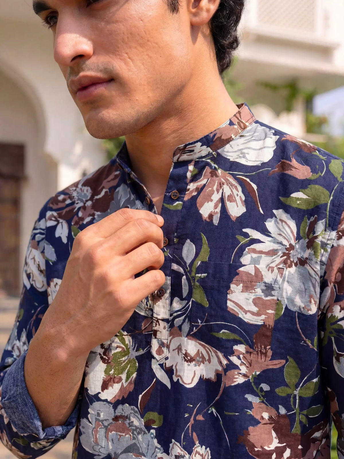 Blooming Elegance – Printed Cotton Short Kurta