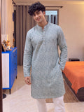 Turquoise Abstract – Printed Long Kurta