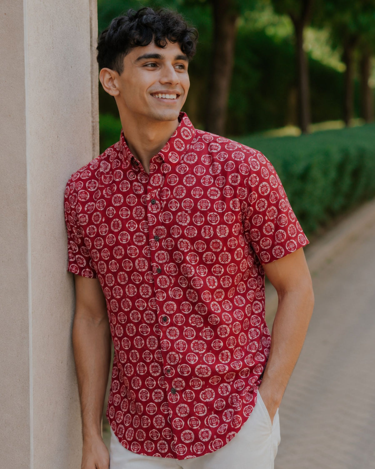 Heritage Red – Sanganeri Printed Cotton Shirt