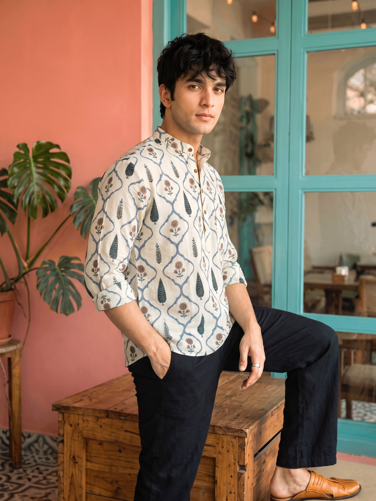 Sanganeri Elegance – Printed Cotton Short Kurta