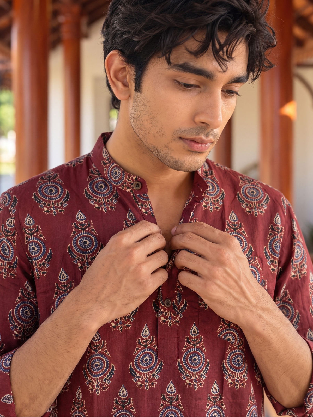 Royal Charm – Printed Cotton Short Kurta