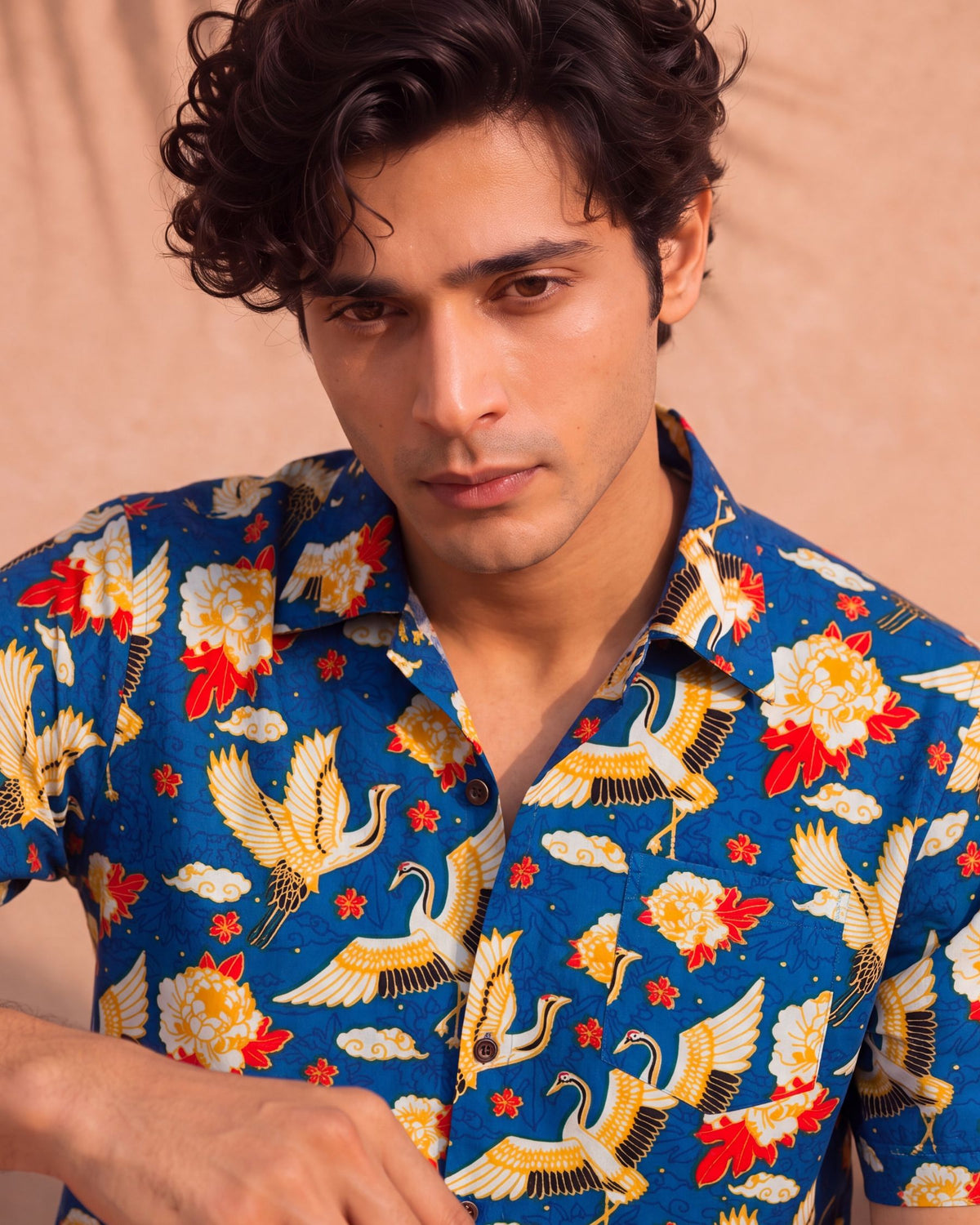 Majestic Crane – Half Sleeve Cotton Shirt