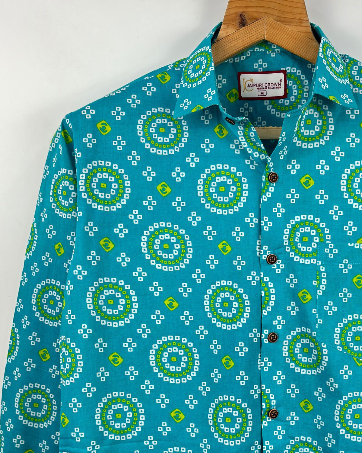 Turquoise Delight – Printed Cotton Full Sleeve Shirt