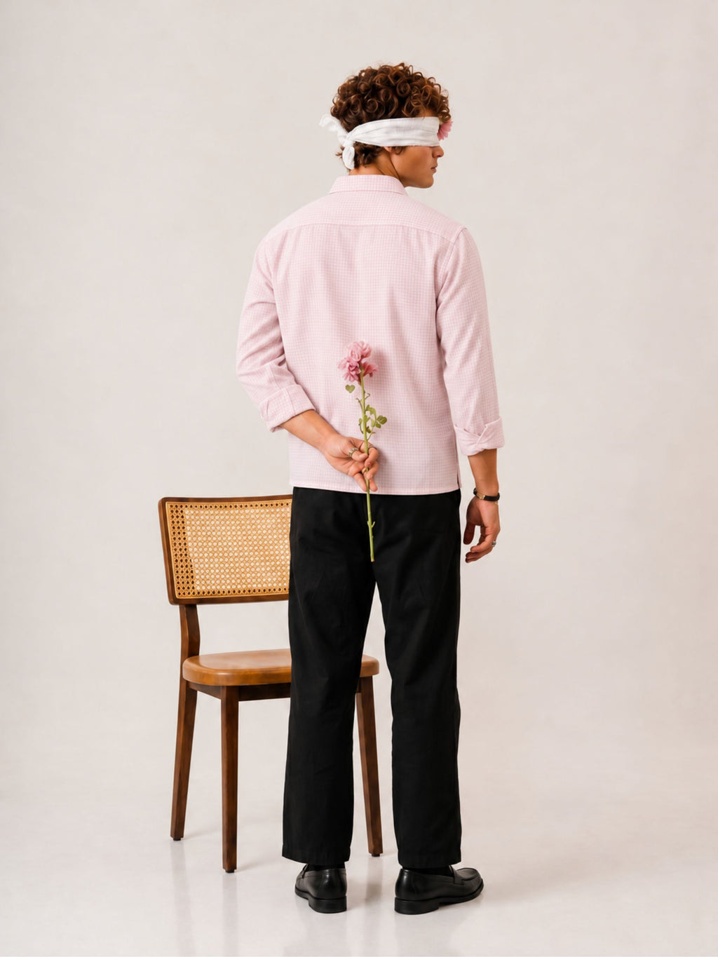 Blush Pink Check Crop Shirt