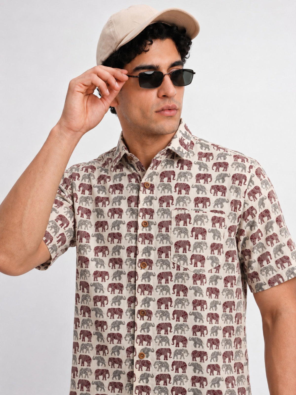Elephant Dance – Printed Cotton Half Sleeve Shirt
