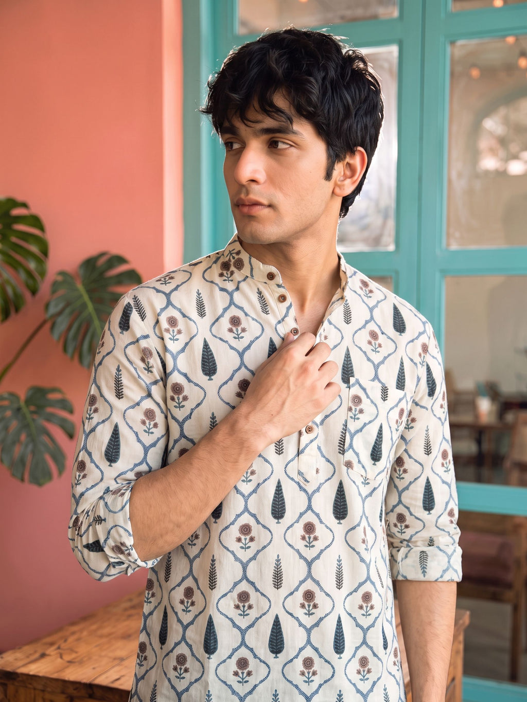 Sanganeri Elegance – Printed Cotton Short Kurta