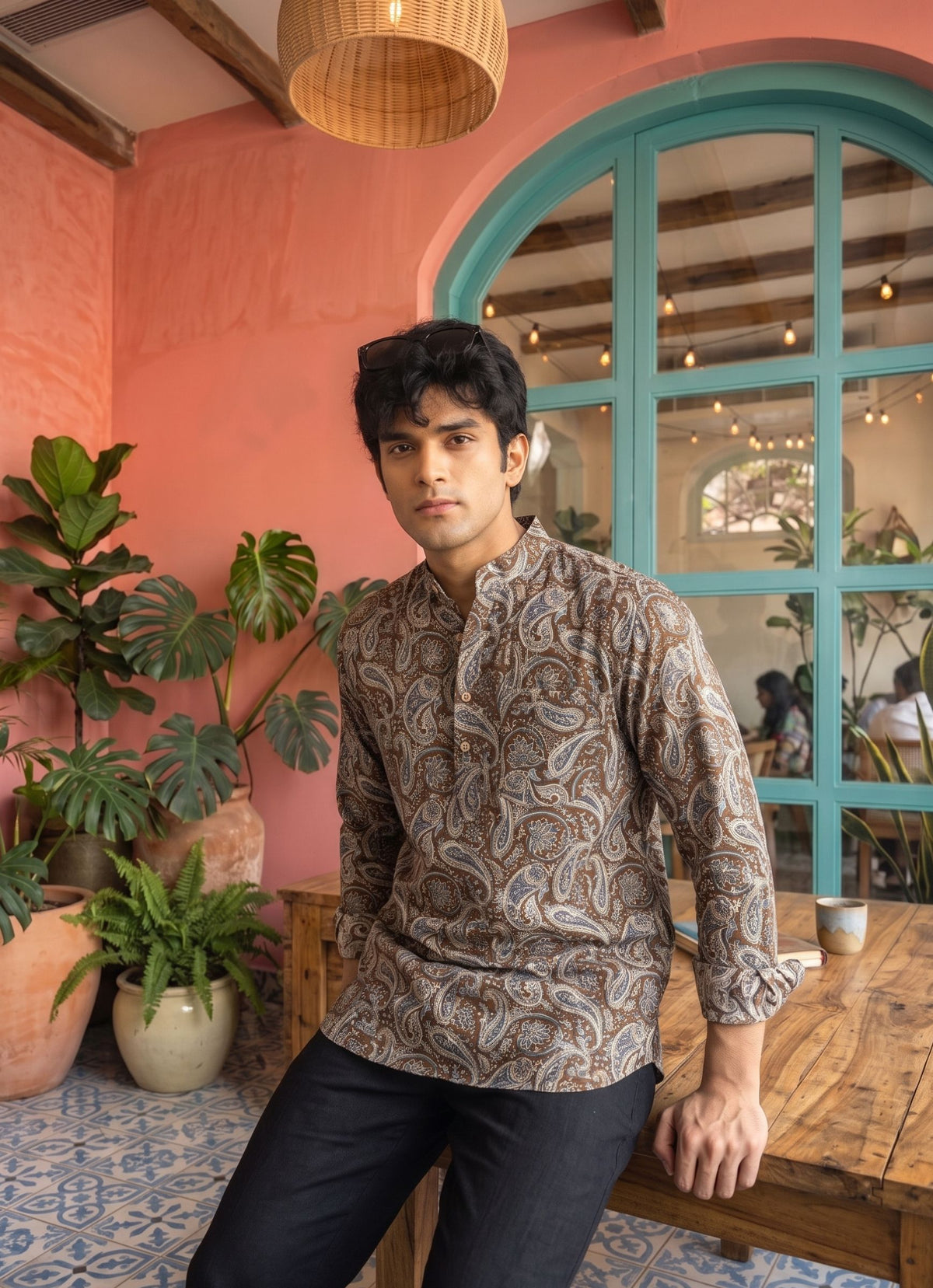 Royal Paisley – Printed Cotton Short Kurta