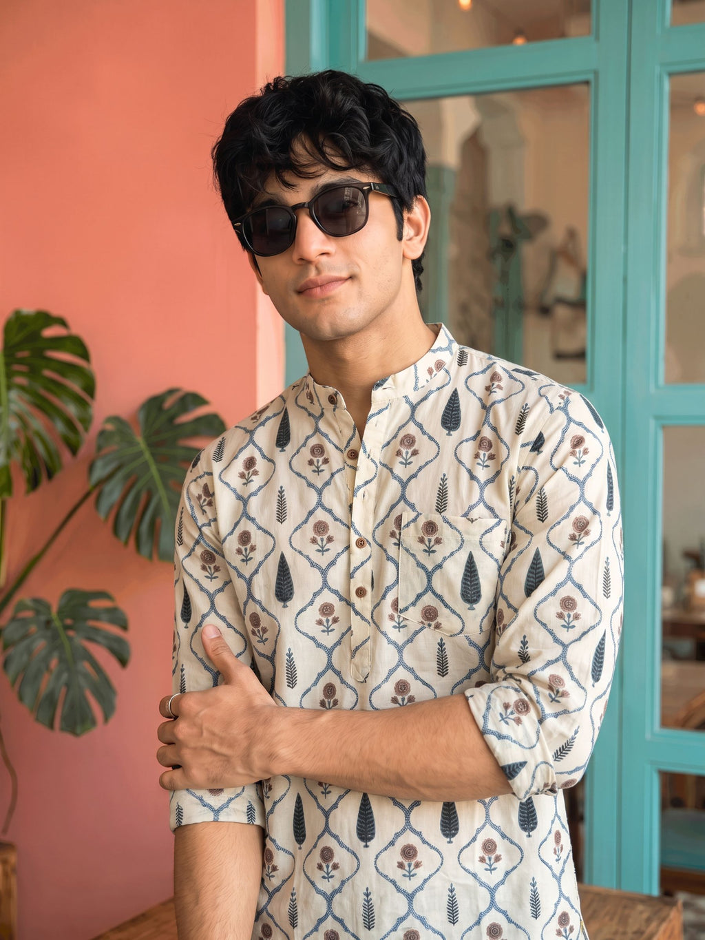 Sanganeri Elegance – Printed Cotton Short Kurta