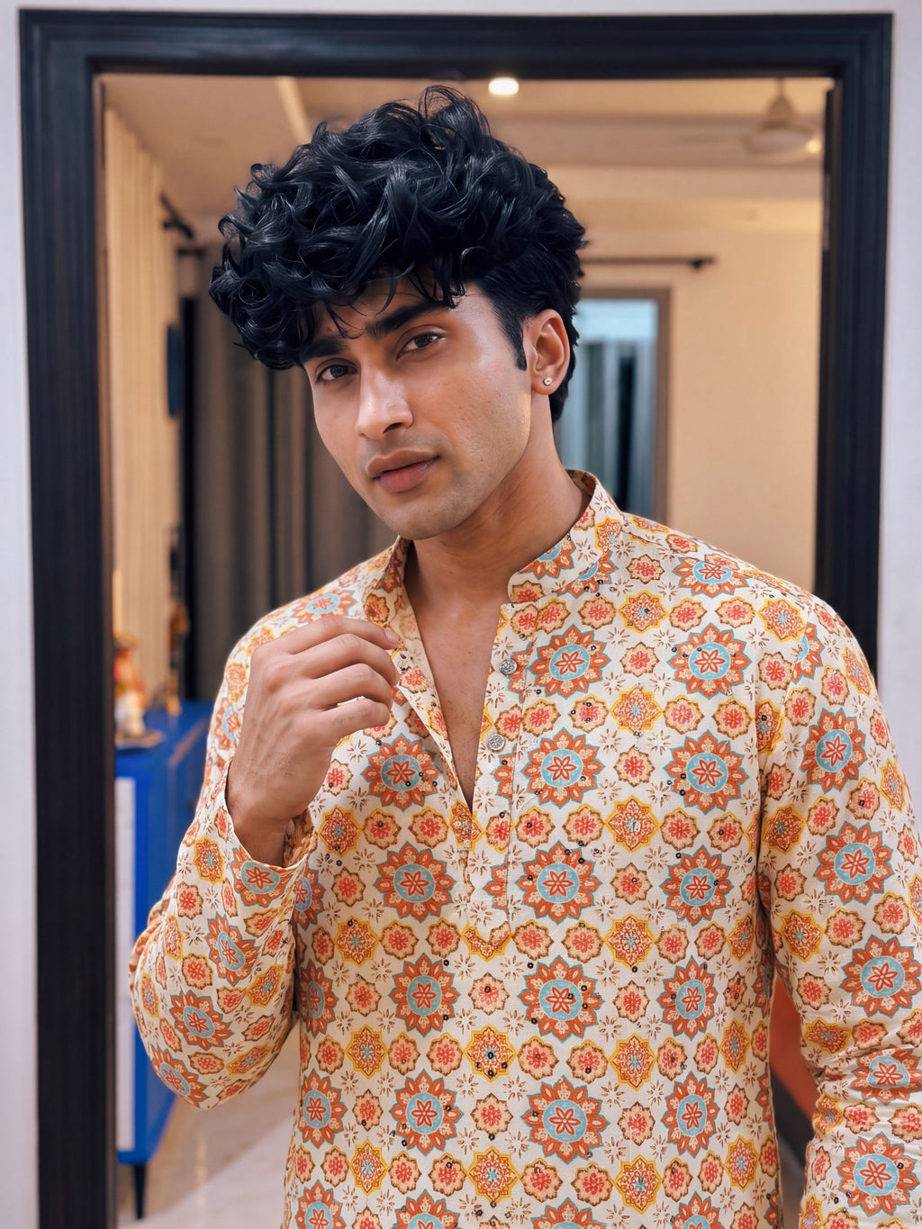 Ivory Floral Jaal – Printed Long Kurta