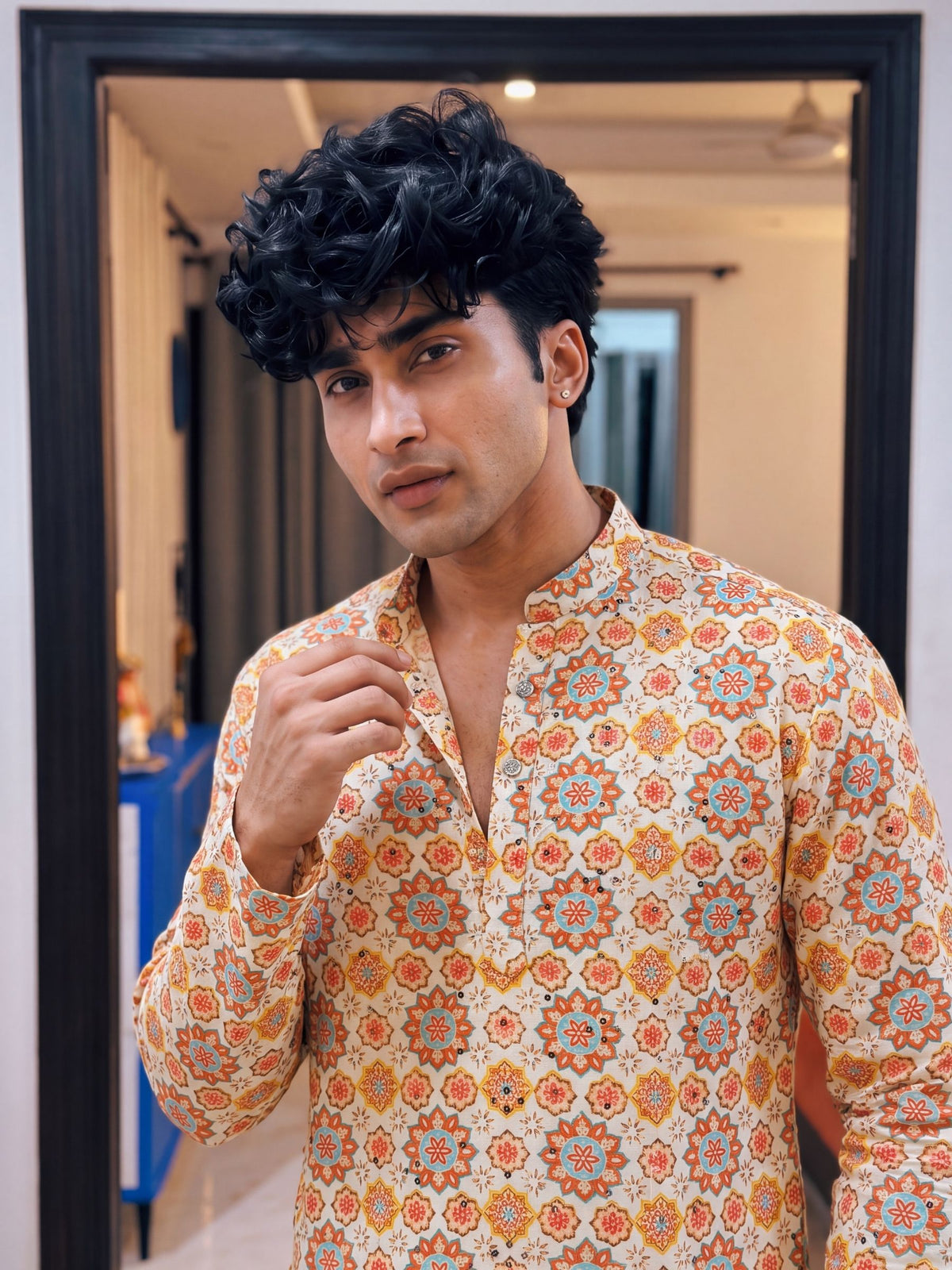 Ivory Floral Jaal – Printed Long Kurta