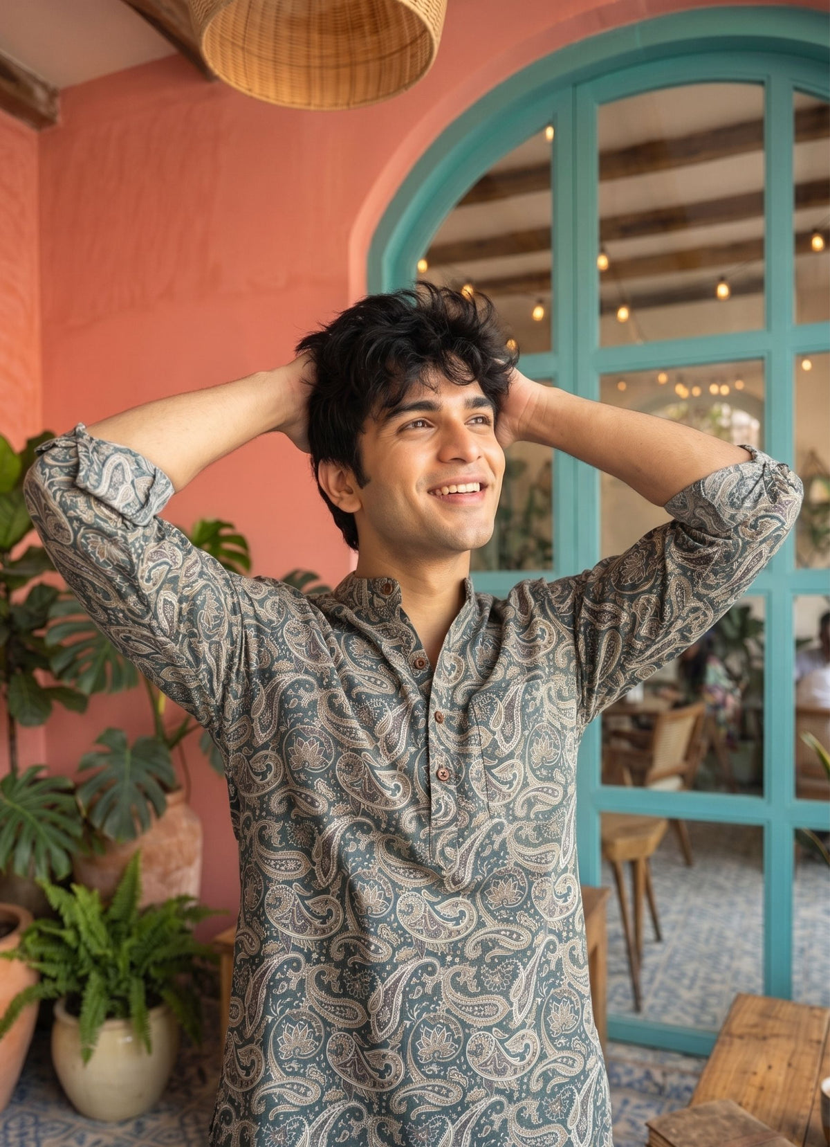 Heritage Vibes – Printed Cotton Short Kurta
