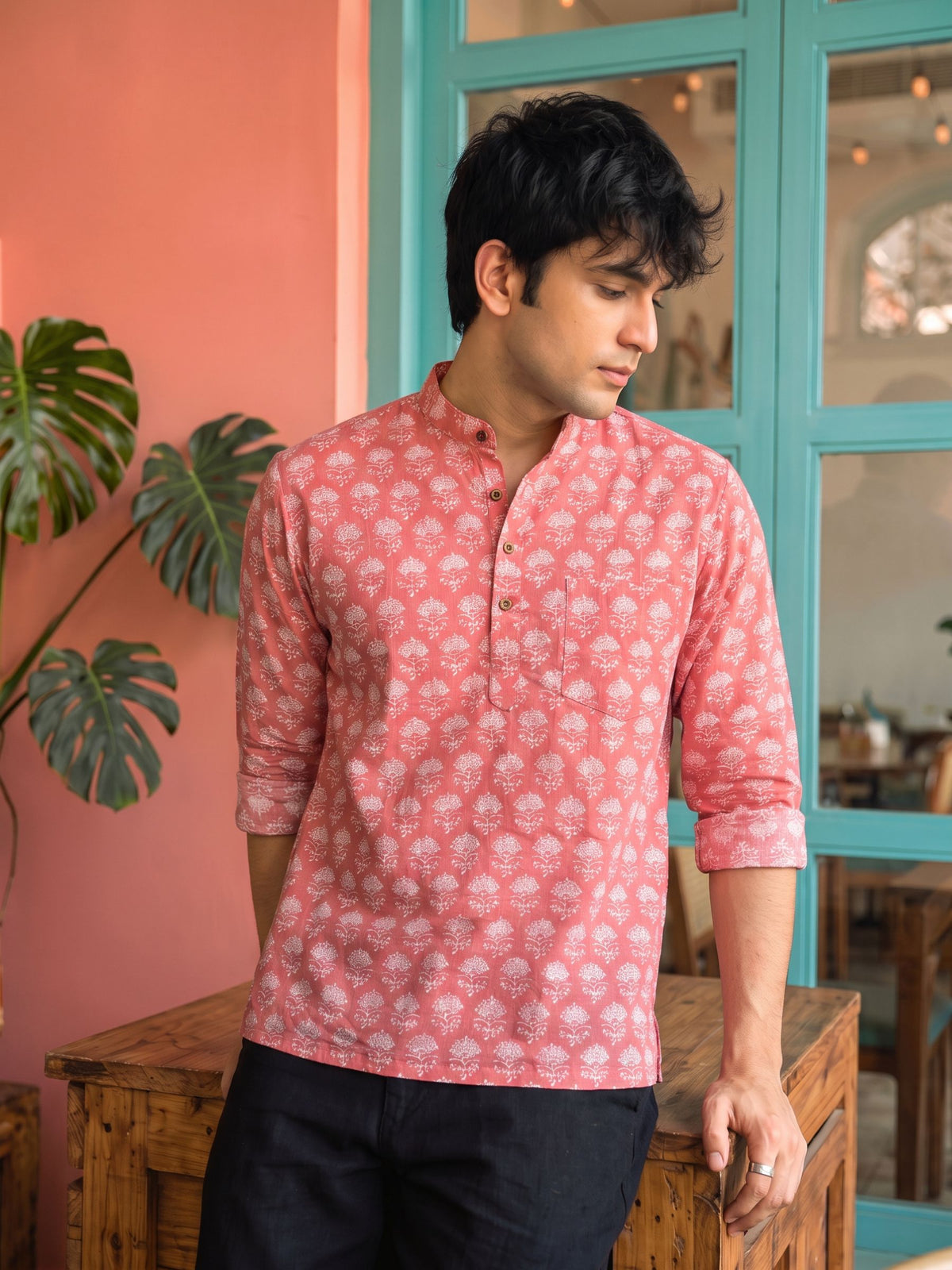 Petal Charm – Printed Cotton Short Kurta