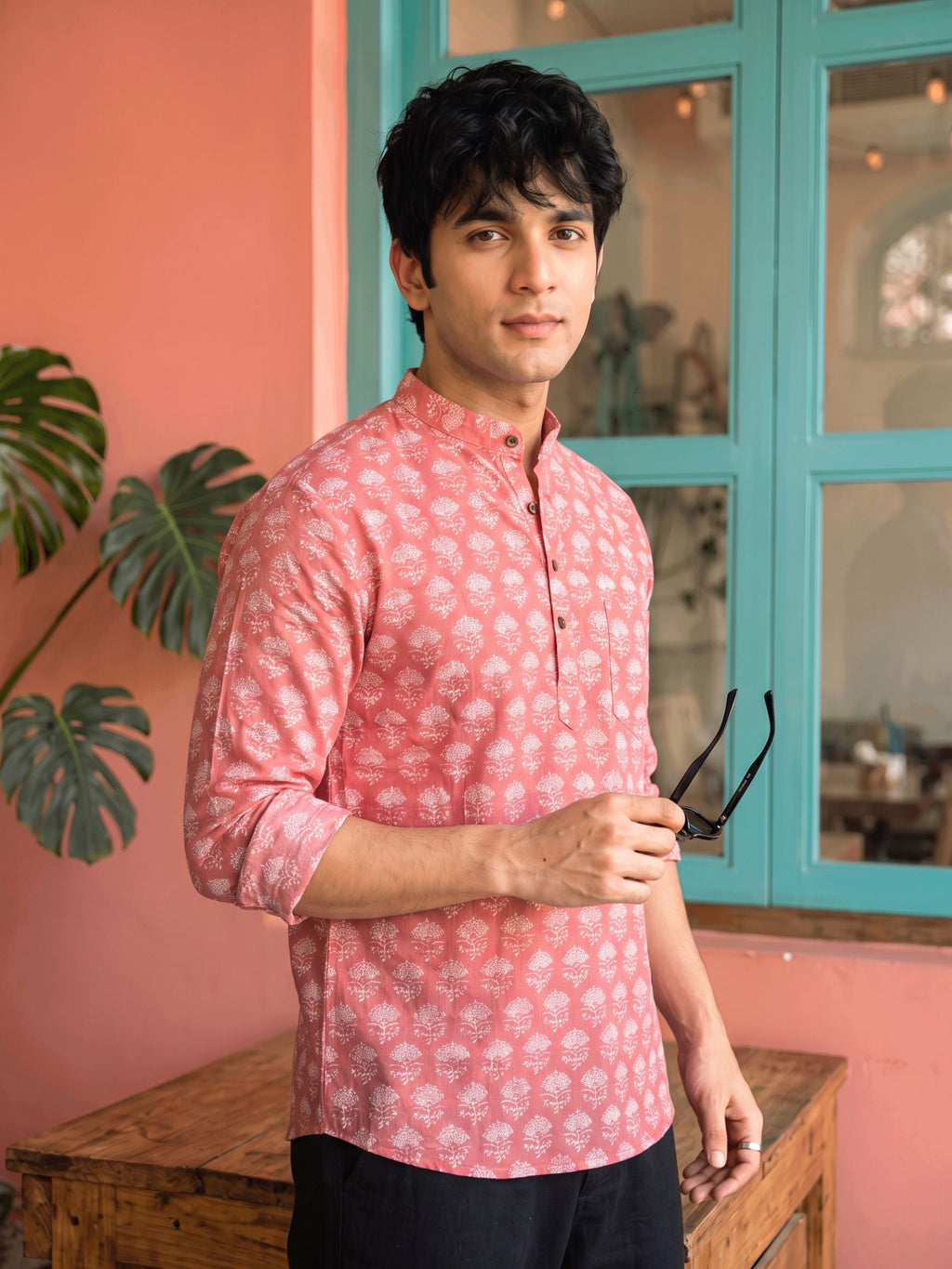 Petal Charm – Printed Cotton Short Kurta